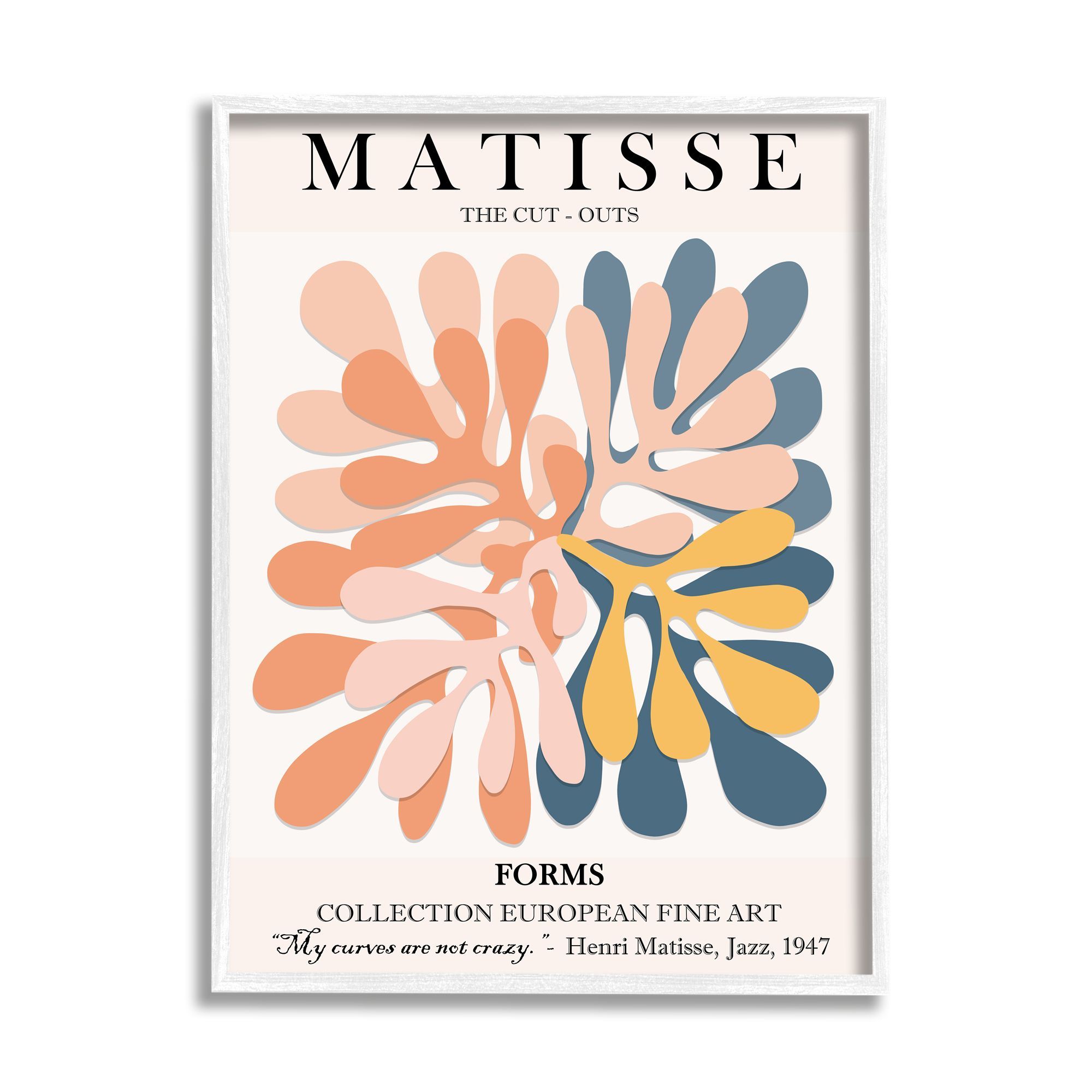 Henri Matisse Abstract Cut-Outs Canvas Print with White Frame