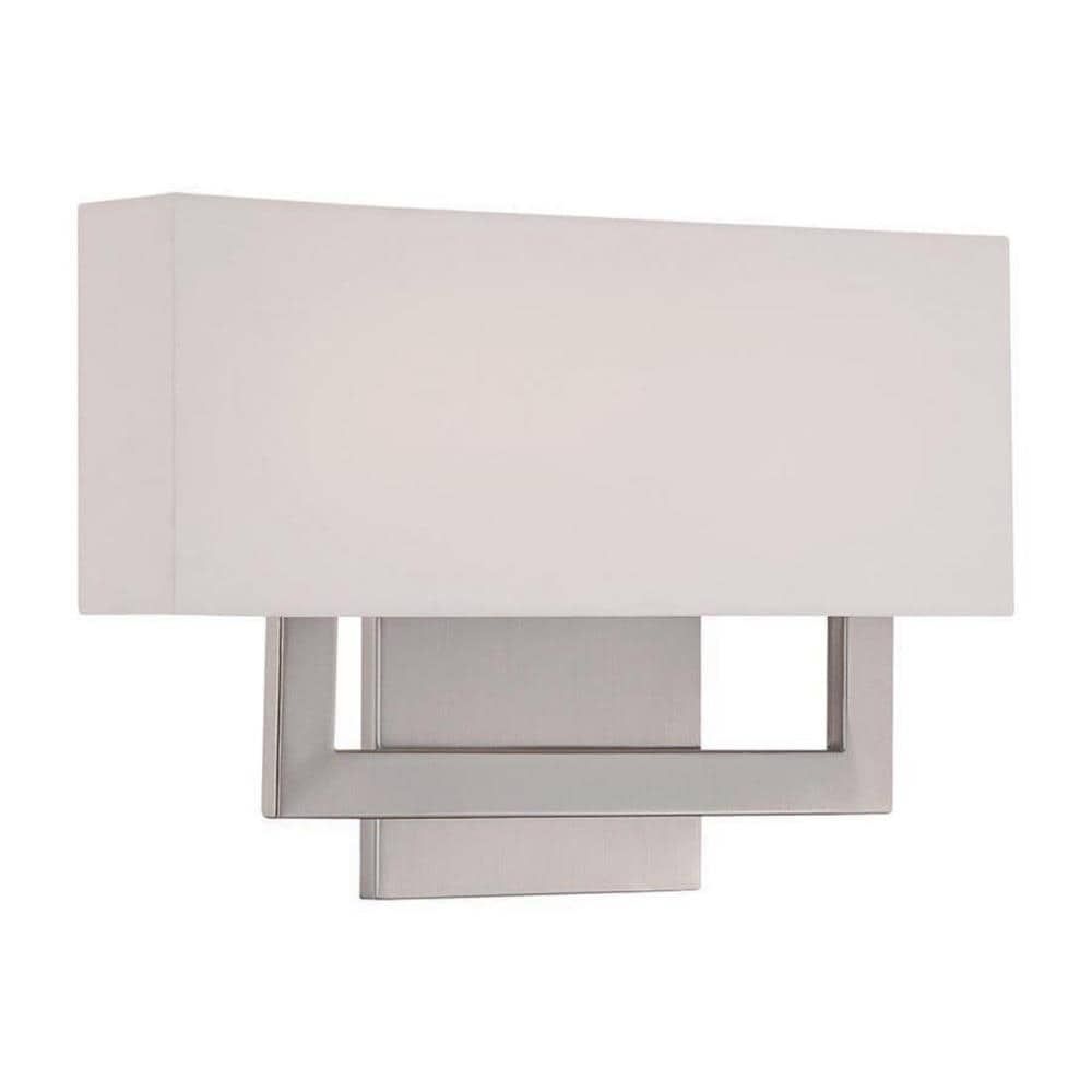 Urban Elegance 15" Nickel LED Wall Sconce with Fabric Shade