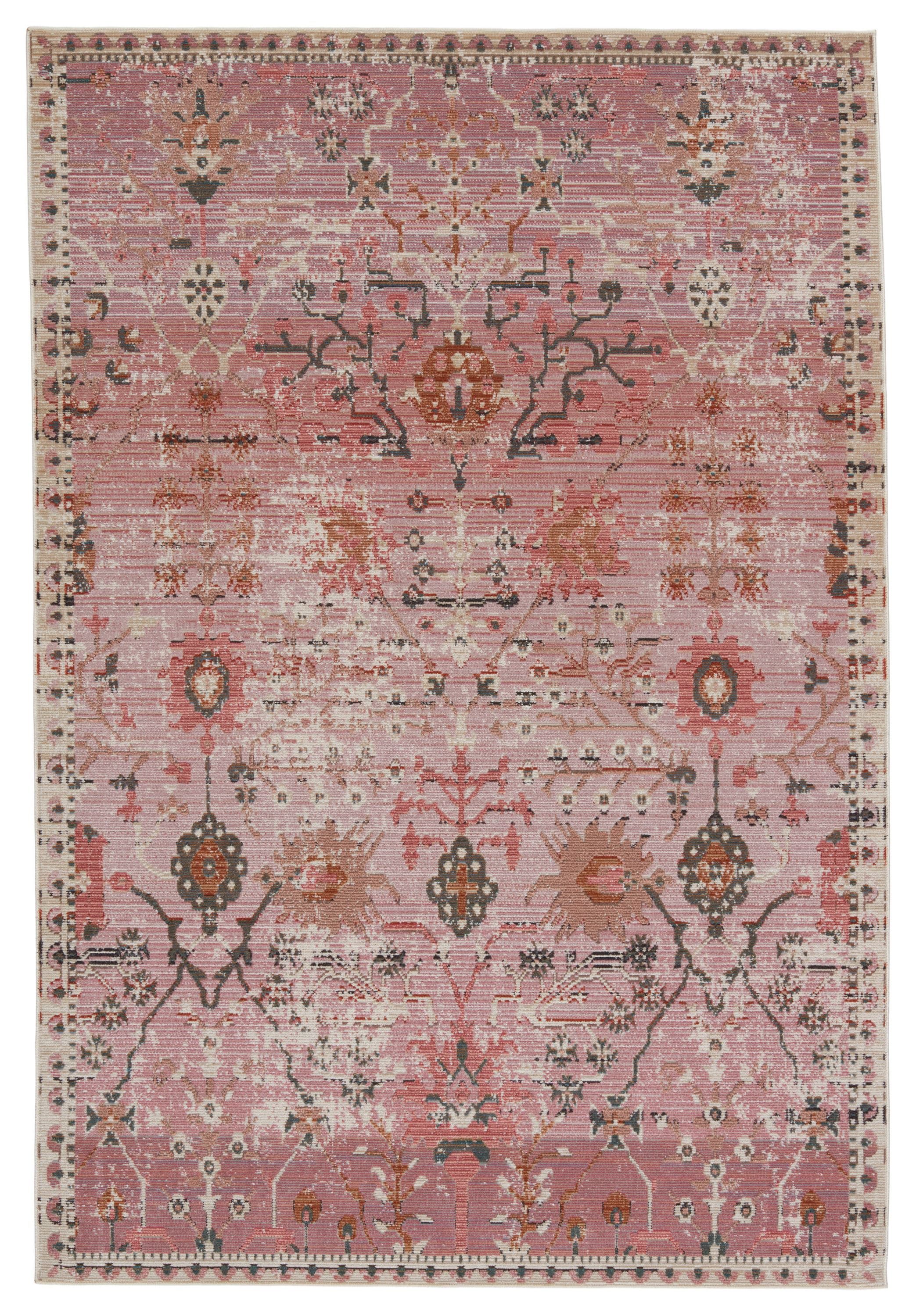 Swoon Collection Traditional Pink Synthetic 4'x6' Area Rug