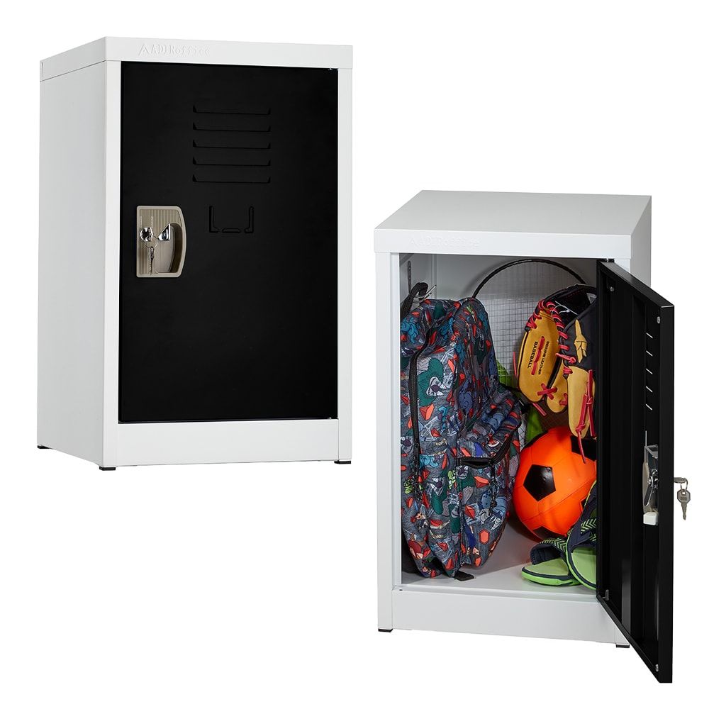 Black and White Steel Office Storage Locker with Key
