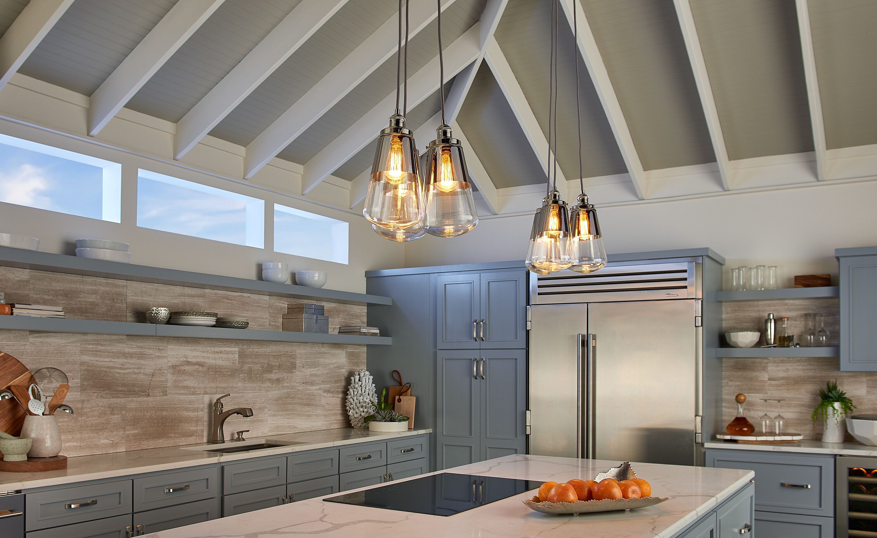 Gold and Clear Glass Brass Pendant Light