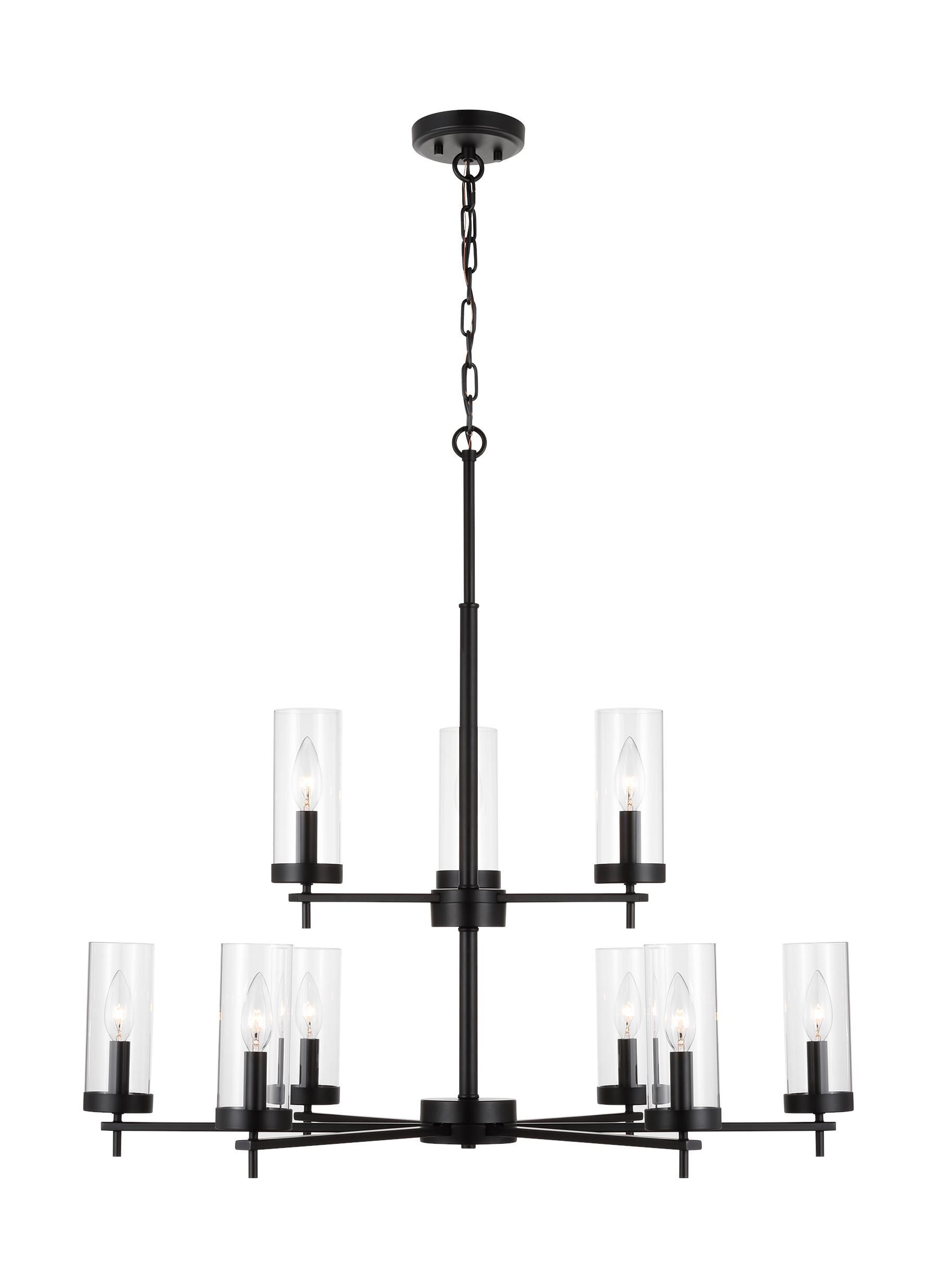 Zire Midnight Black 9-Light Incandescent Chandelier with Clear Glass Shades