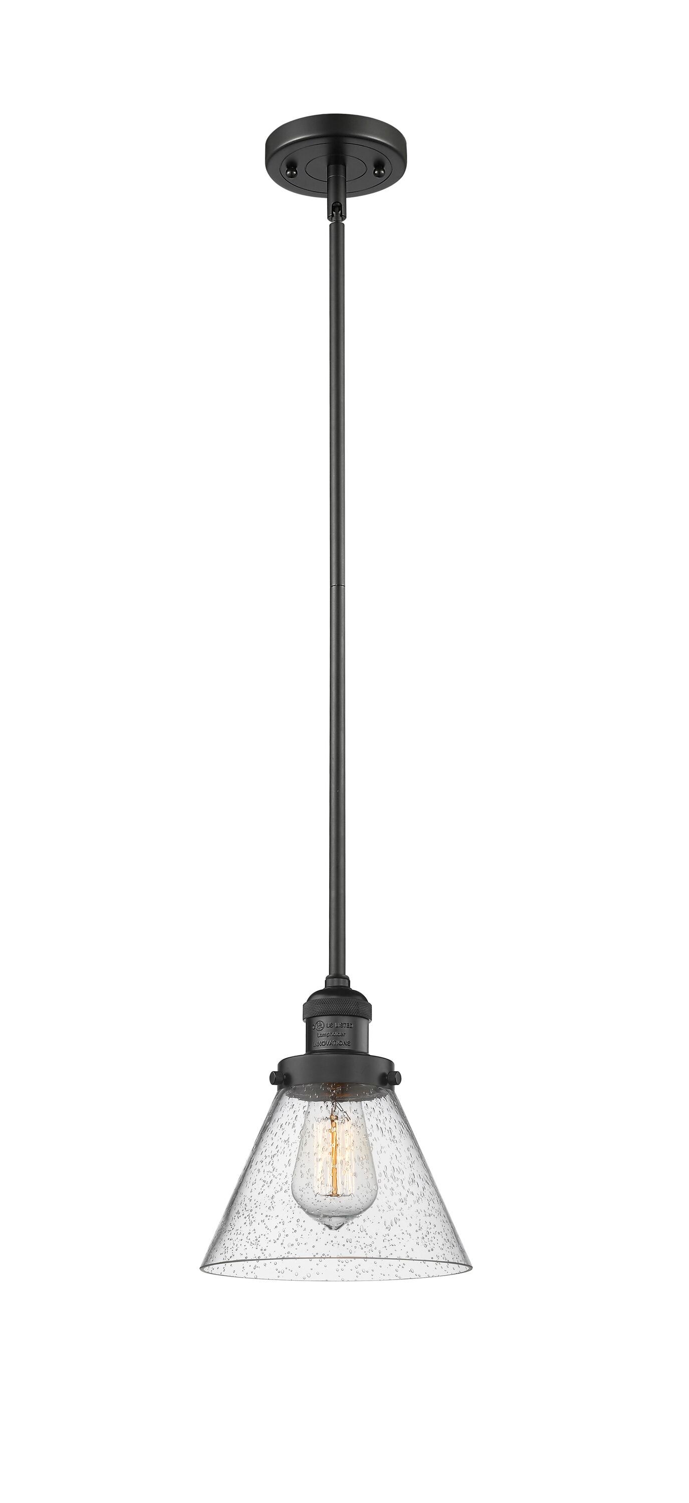 Matte Black Glass Mini Pendant Light with LED