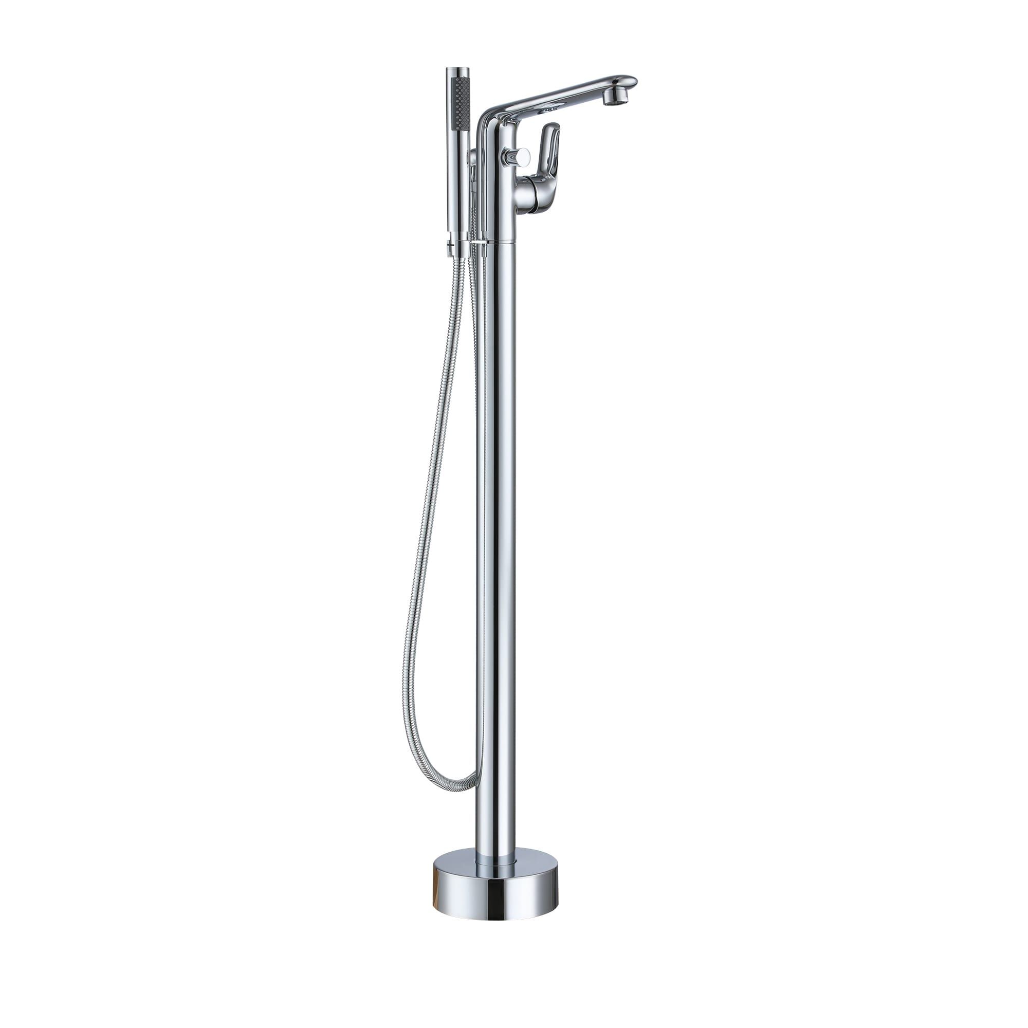 Chrome Freestanding Bathtub Faucet with Hand Shower
