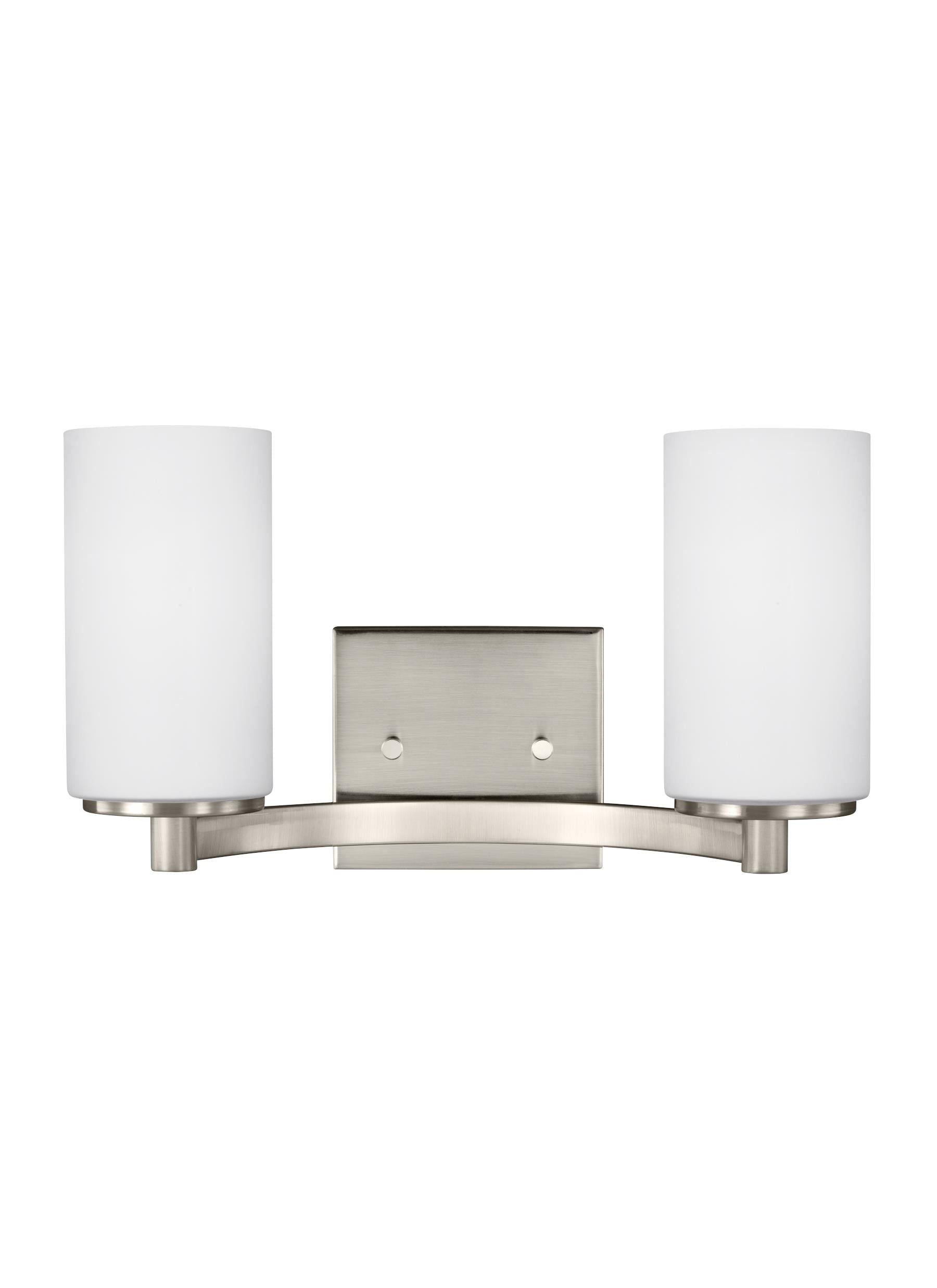 Hettinger Brushed Nickel 2-Light Vanity with Etched Glass Shades