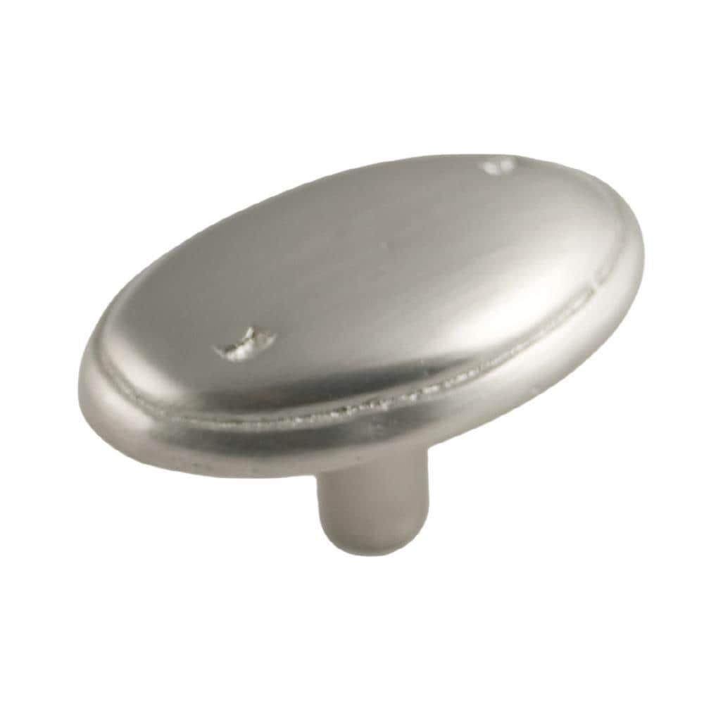 Brushed Nickel Oval Cabinet Knob with Mounting Hardware