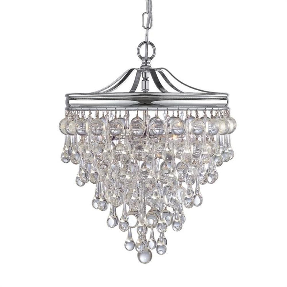 Calypso Polished Chrome 3-Light Mini Chandelier with Smooth Glass Drops