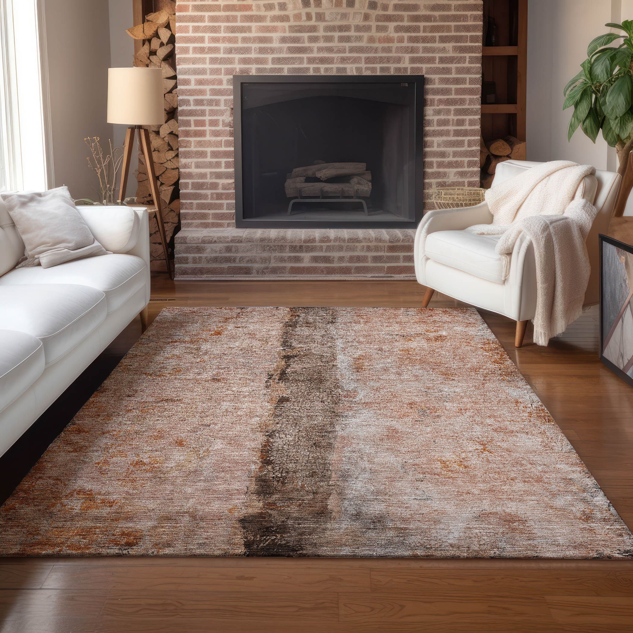 Paprika Synthetic Flat Woven Rectangular Rug 3' x 5'