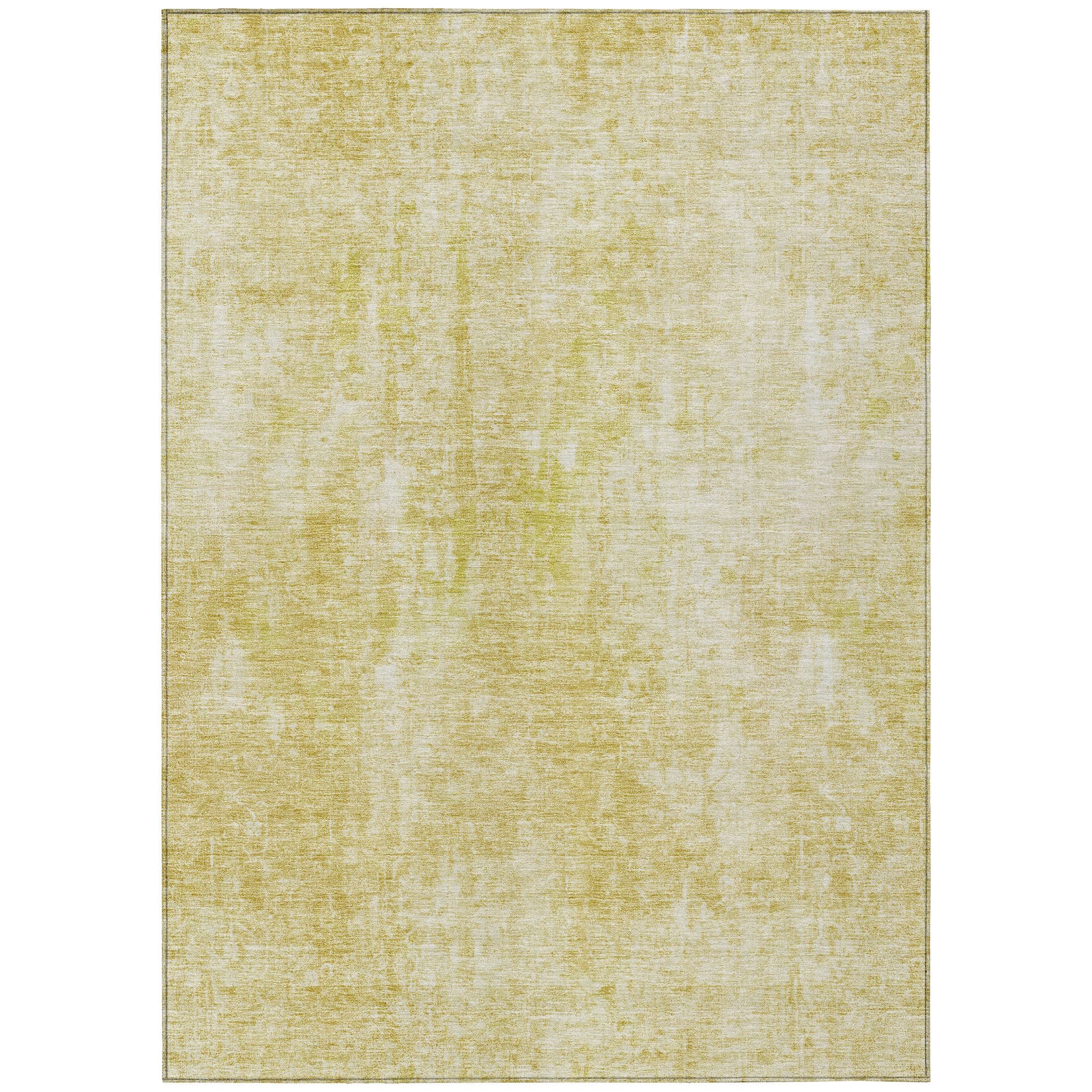 Gold Abstract Washable Synthetic 3' x 5' Area Rug