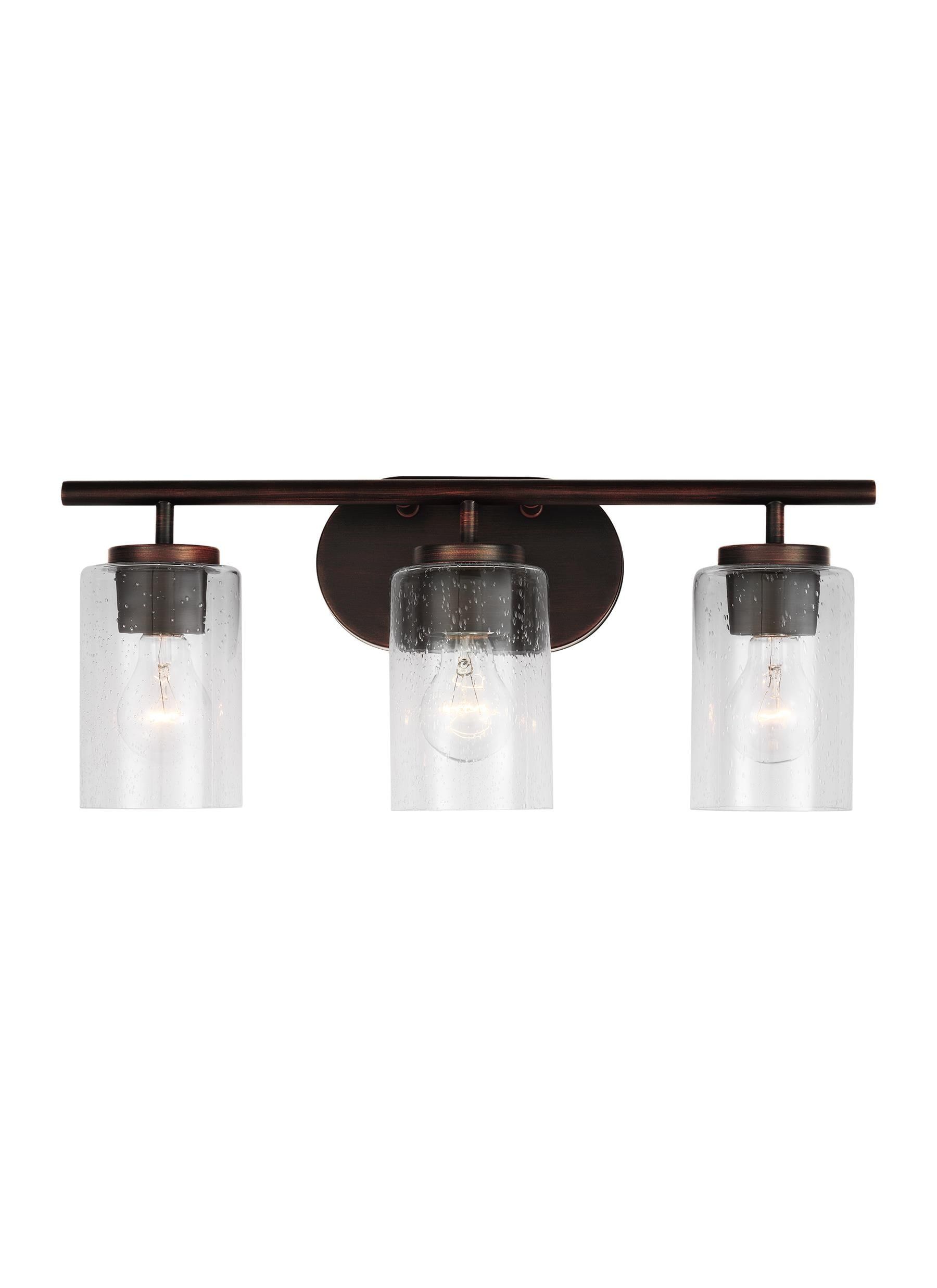 Oslo Bronze 3-Light Vanity Fixture with Clear Seeded Glass