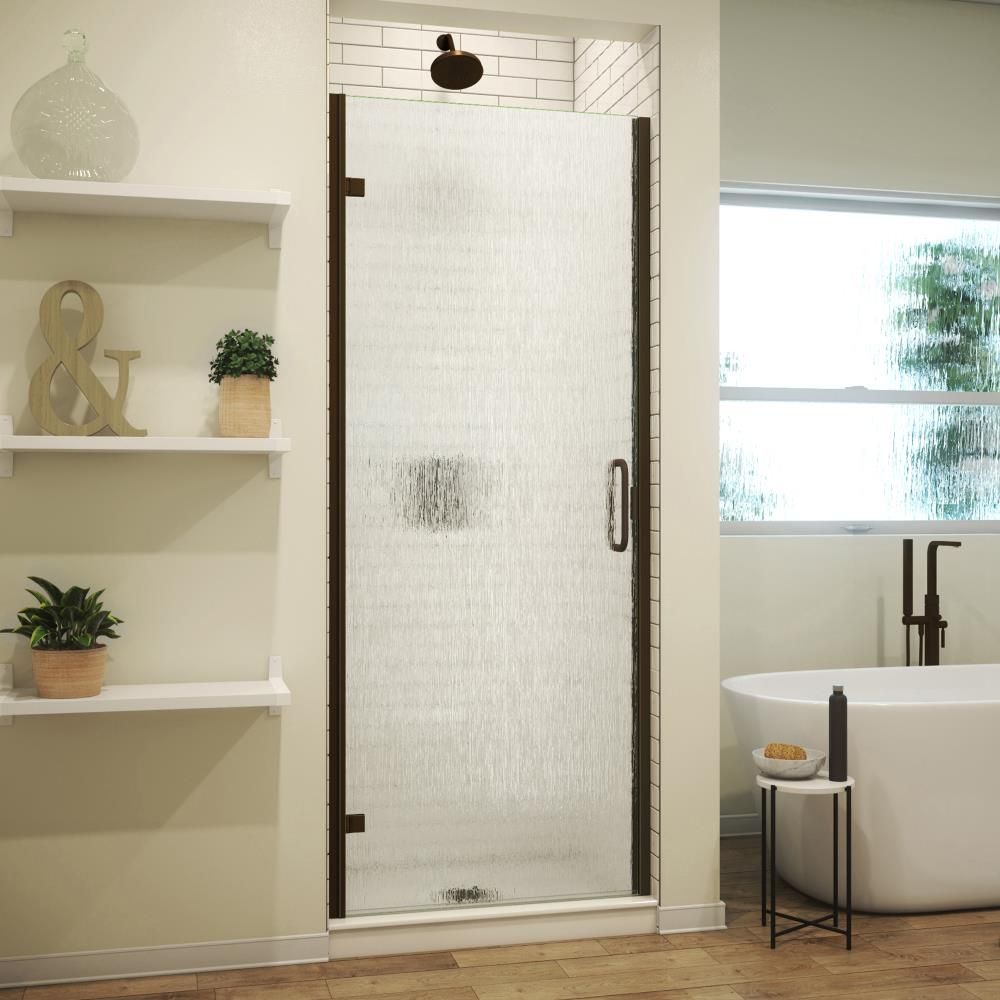 Mini Hinge Oil-Rubbed Bronze Semi-Frameless Hinged Shower Door