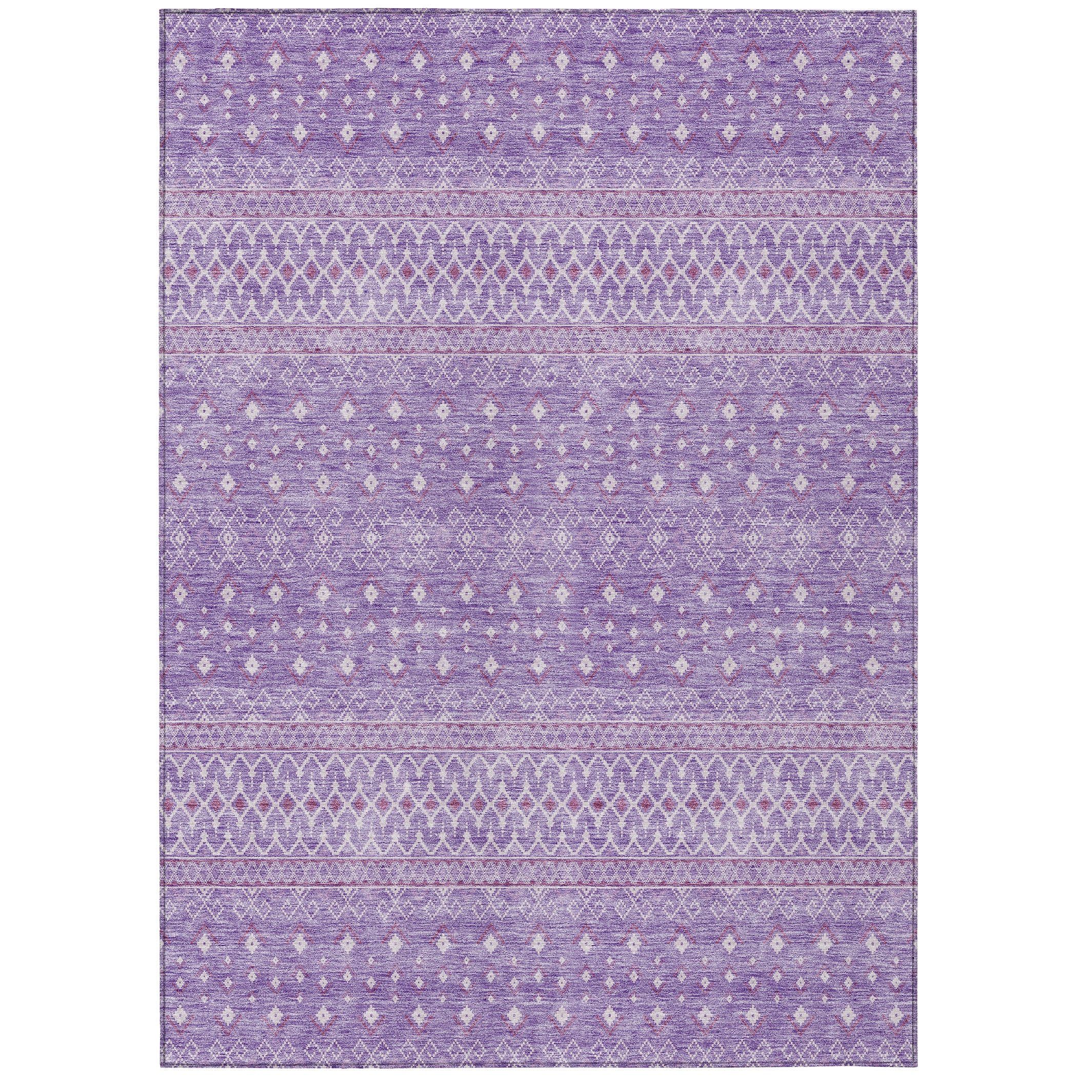 Lavender Synthetic Flat Woven Reversible 5' x 7' Area Rug