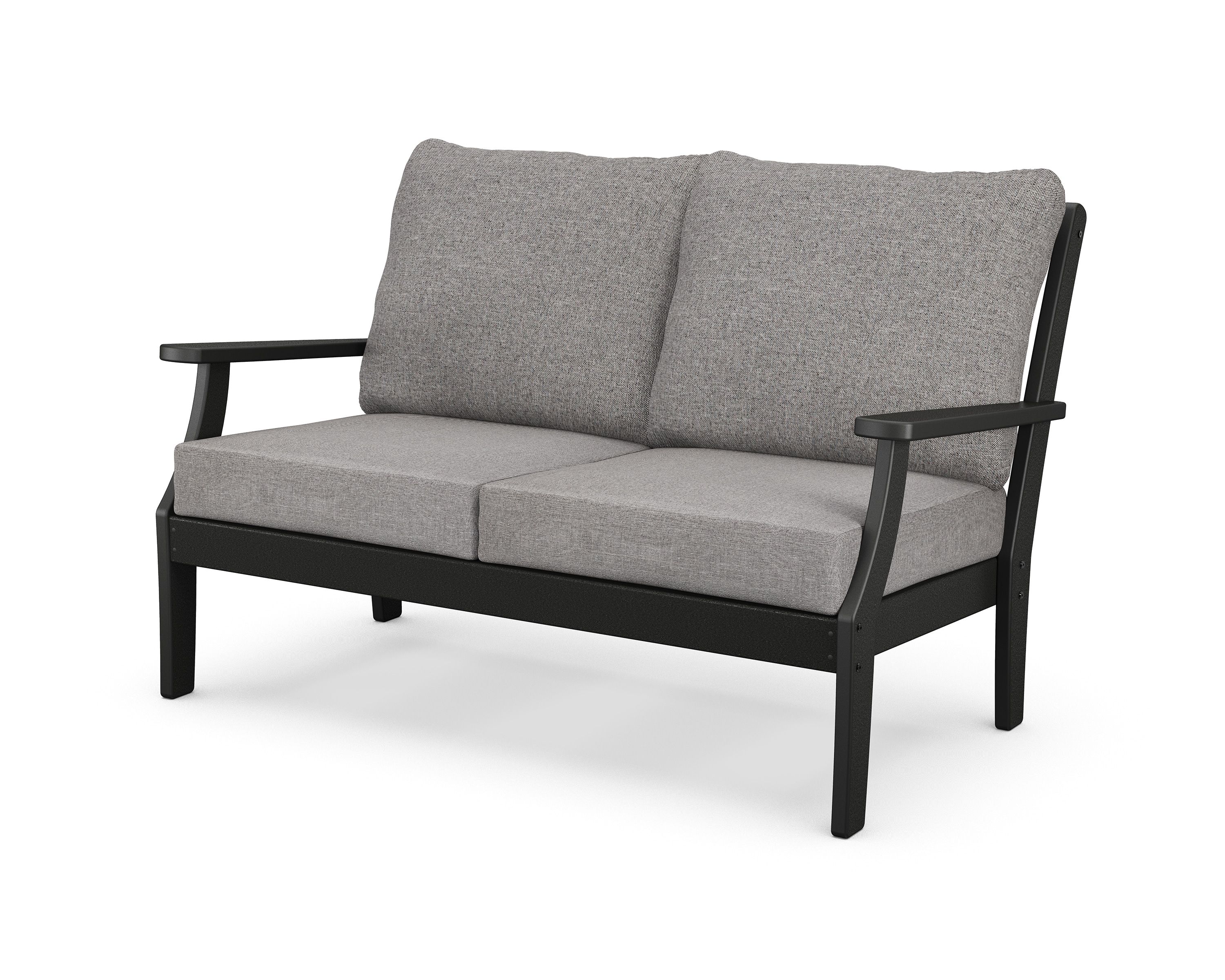 Braxton Traditional Cross Back Black and Grey Outdoor Settee