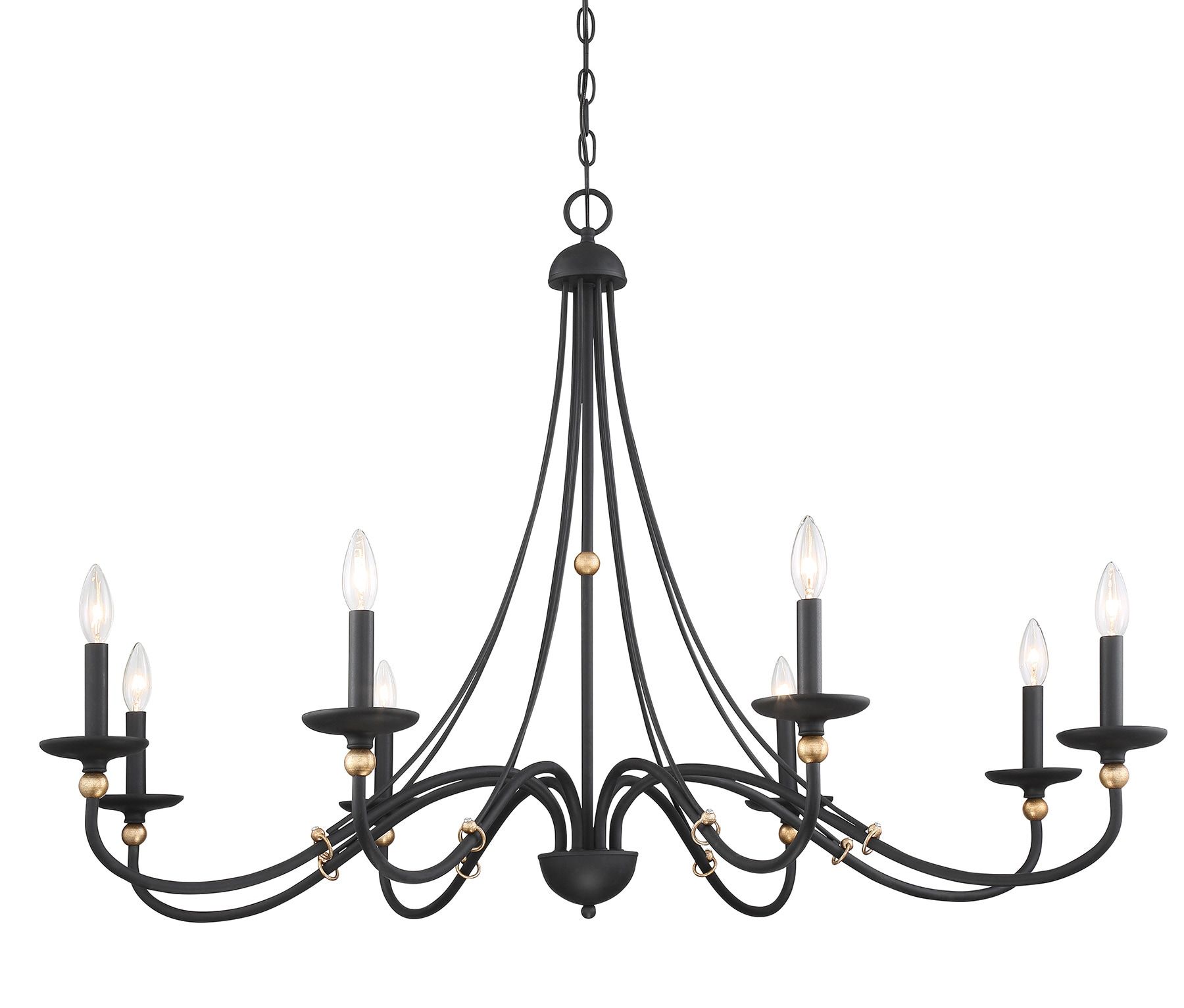 Westchester County Sand Coal and Skyline Gold Leaf 8-Light Chandelier