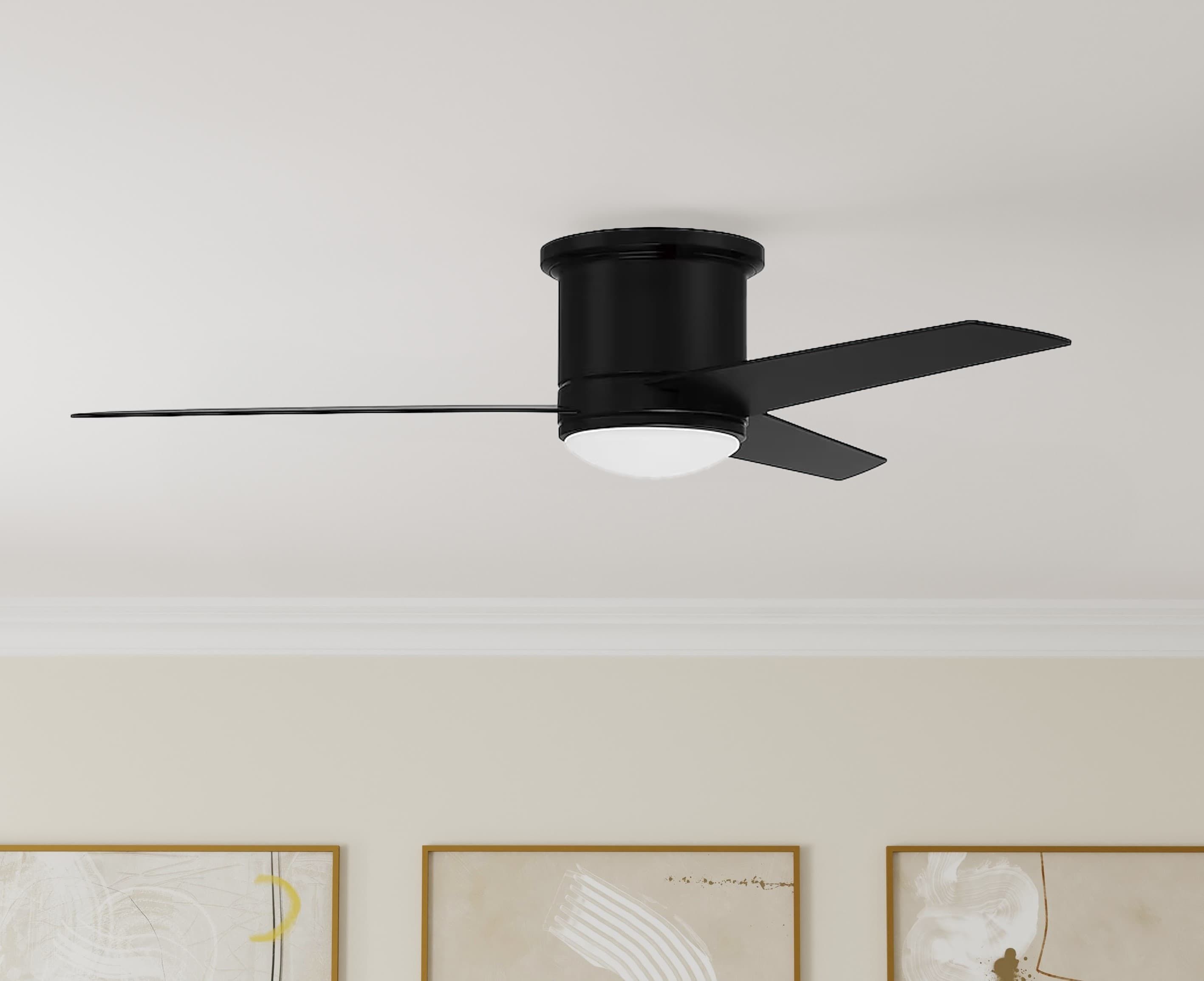 Cole 52" Flat Black Modern Ceiling Fan with LED Light and Remote