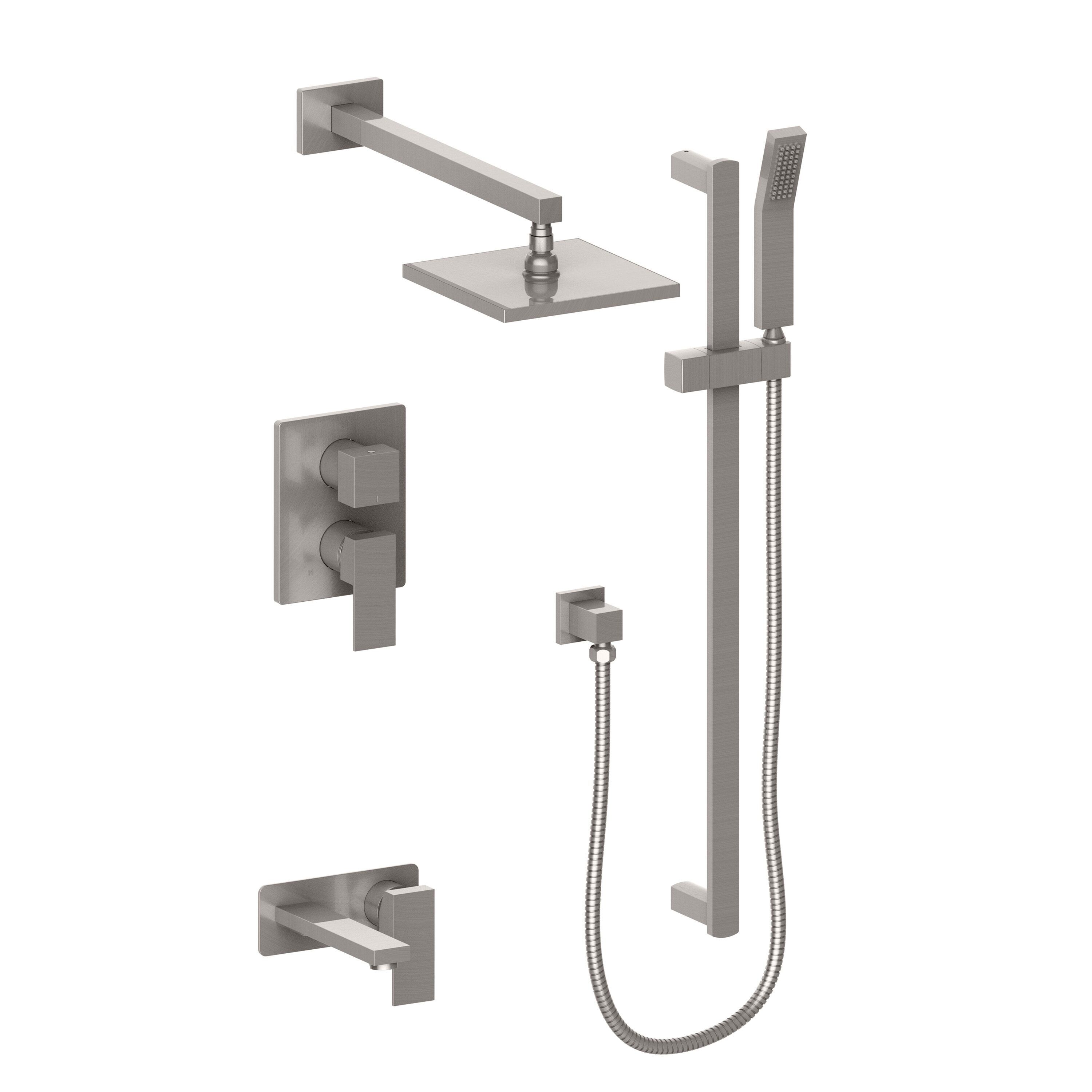Brushed Nickel Multi-Head Adjustable Rain Shower System