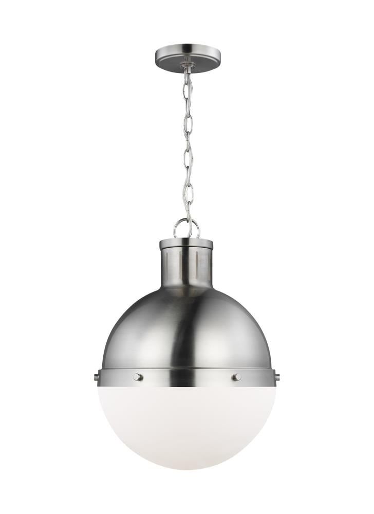 Hanks 18" Brushed Nickel Globe Pendant Light with White Glass Shade