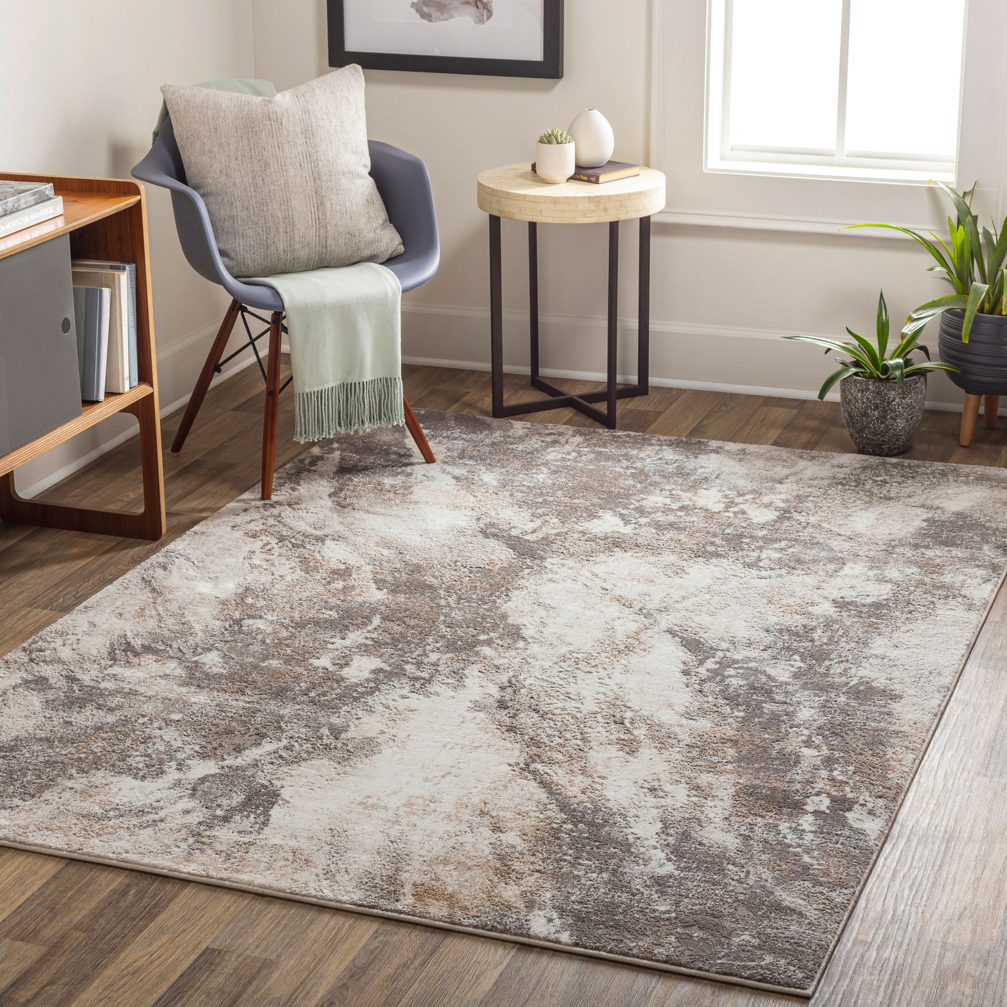 Gray Rectangular Reversible Stain-Resistant Polyester Rug 7'10" x 10'