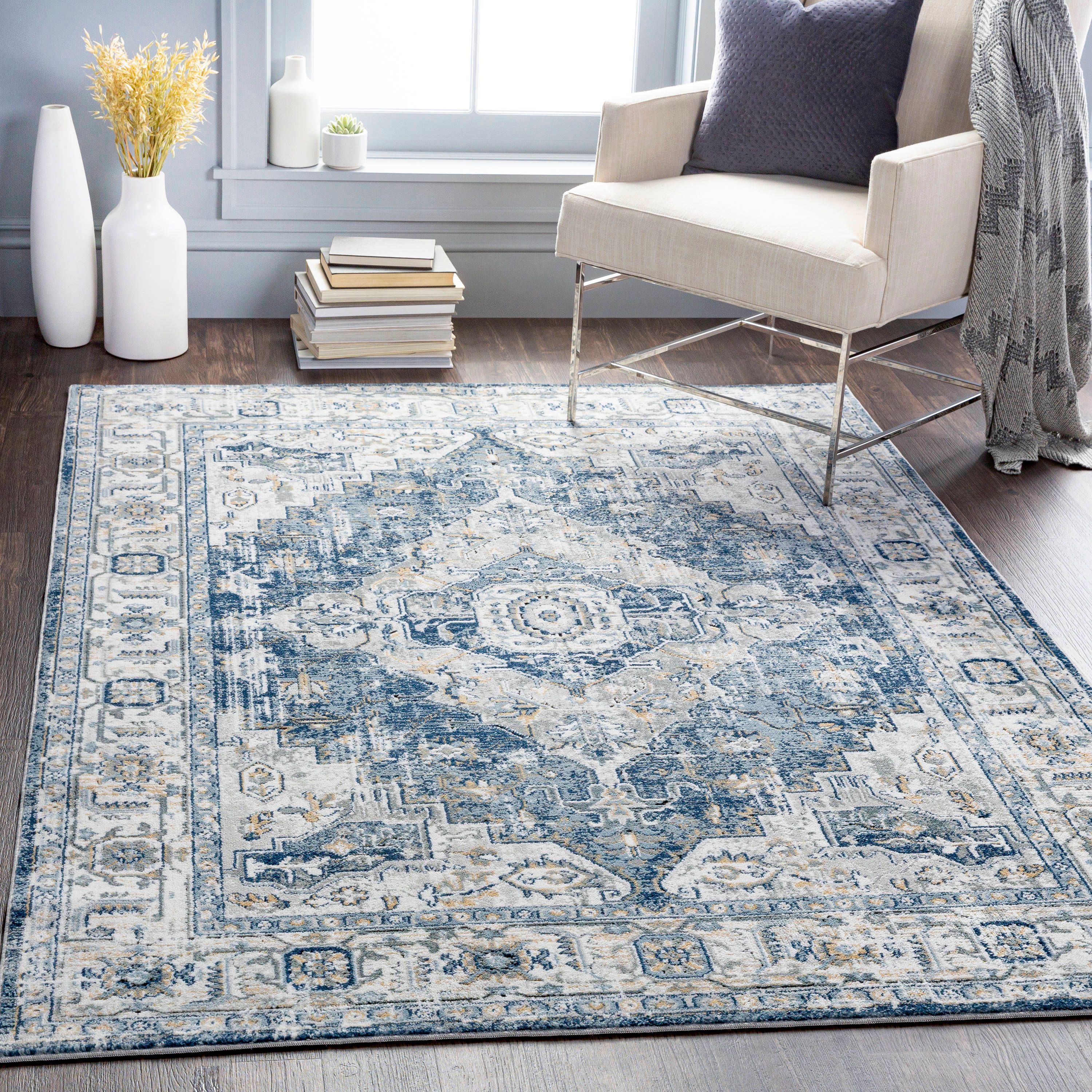 Modern Gray Rectangular Easy-Care Synthetic Rug 7'10" x 10'