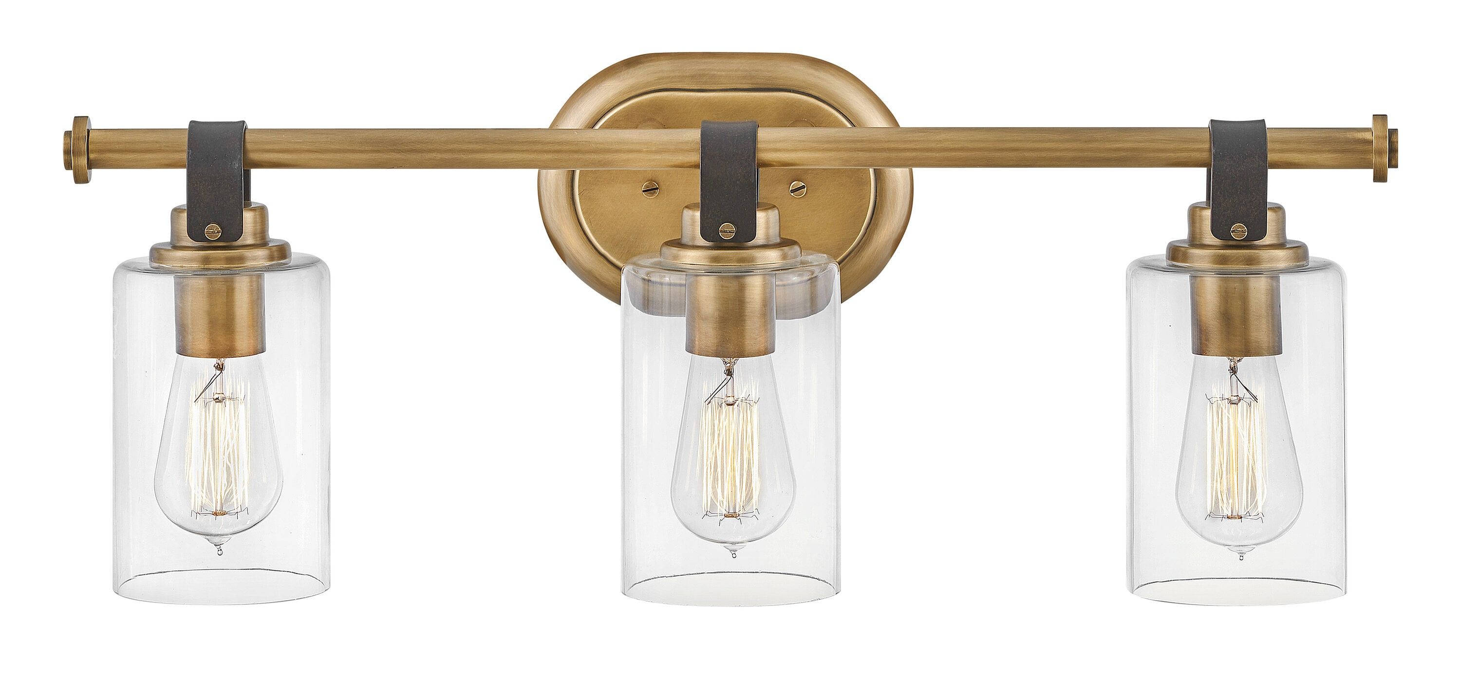 Heritage Brass 3-Light Vanity Light with Clear Glass Shades