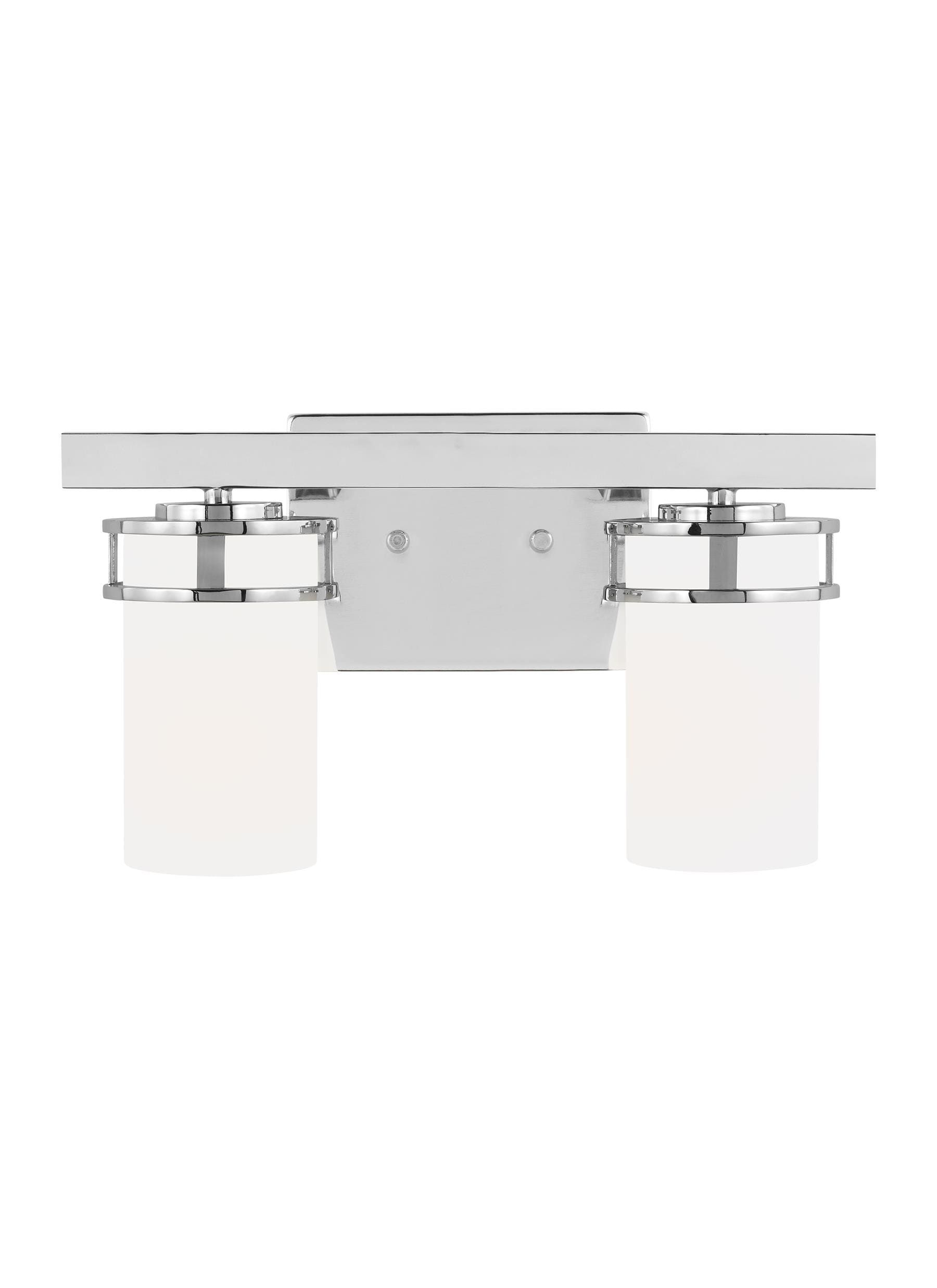 Robie Chrome 2-Light Bath Vanity with Etched White Glass