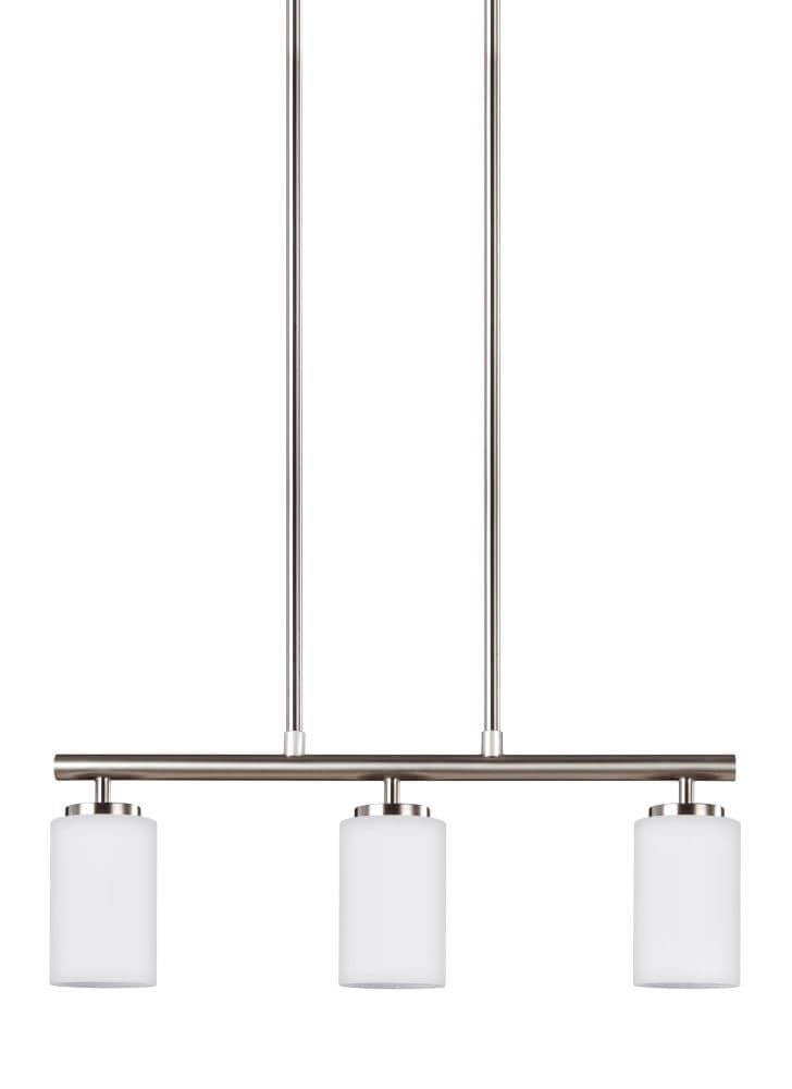 Brushed Nickel 3-Light LED Island Pendant with Glass Shade