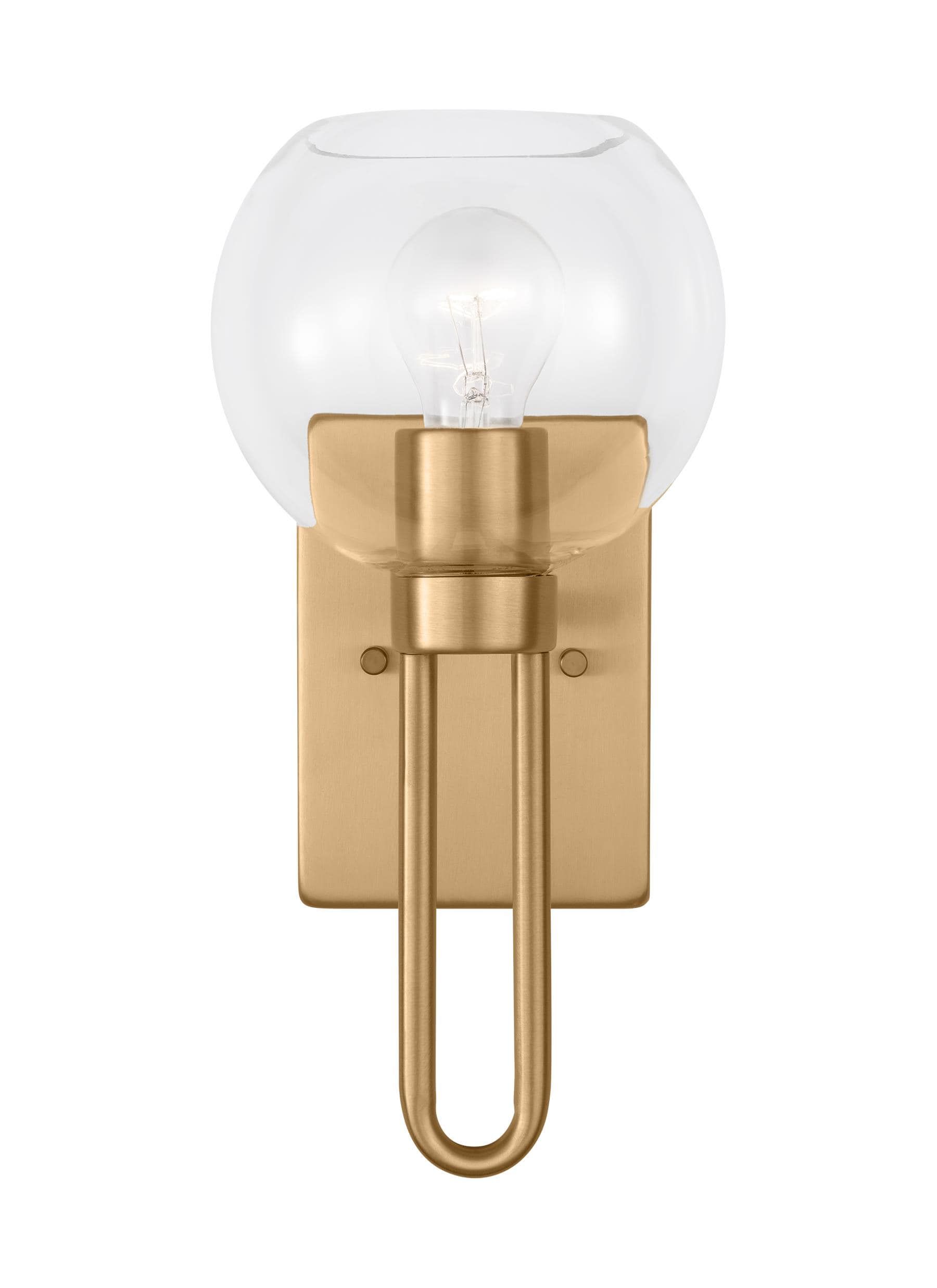 Satin Brass Clear Glass Dimmable Wall Sconce