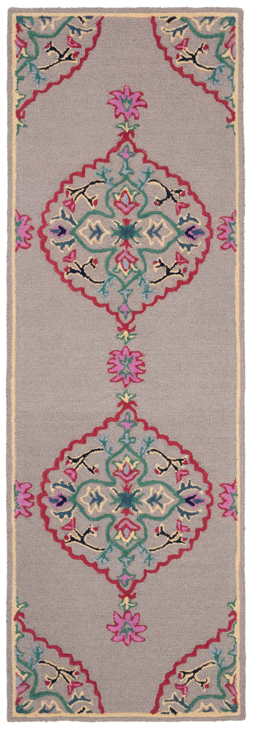 Hand-Tufted Dark Gray and Multi Wool Runner Rug