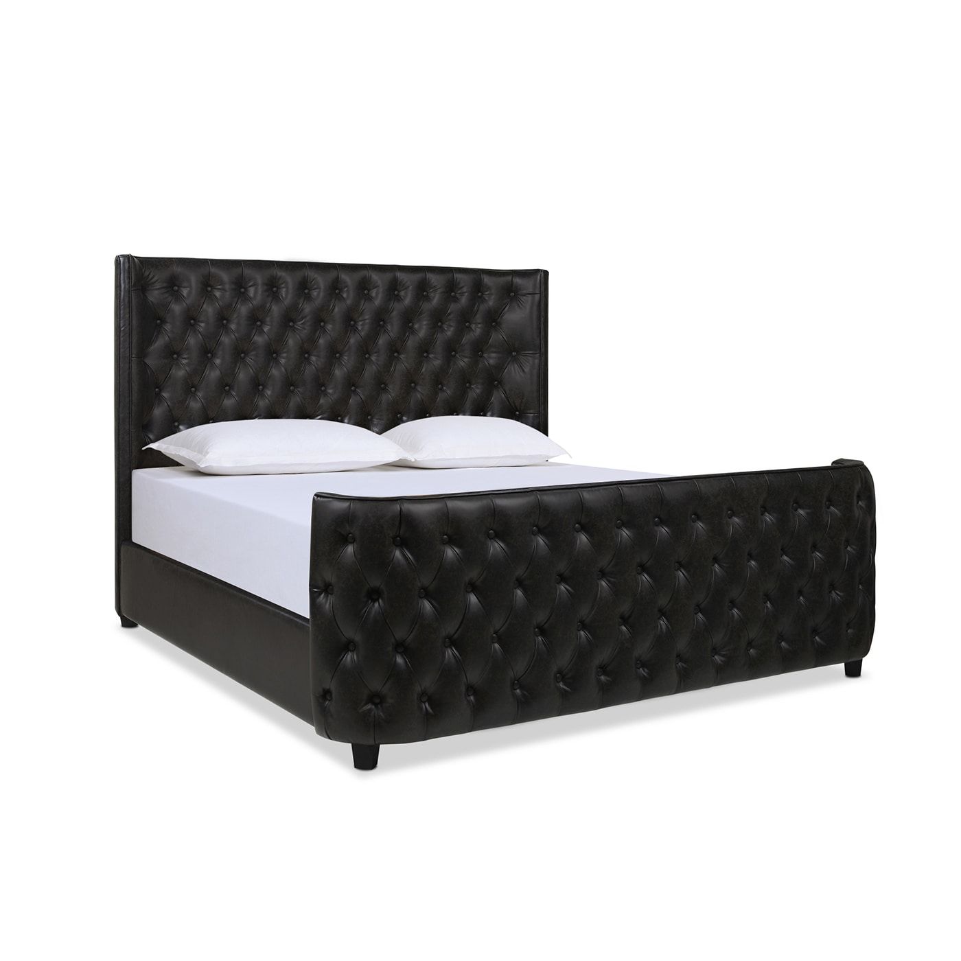 Brooklyn King-Size Luxe Wood Frame Upholstered Bed with Tufted Nailhead Trim