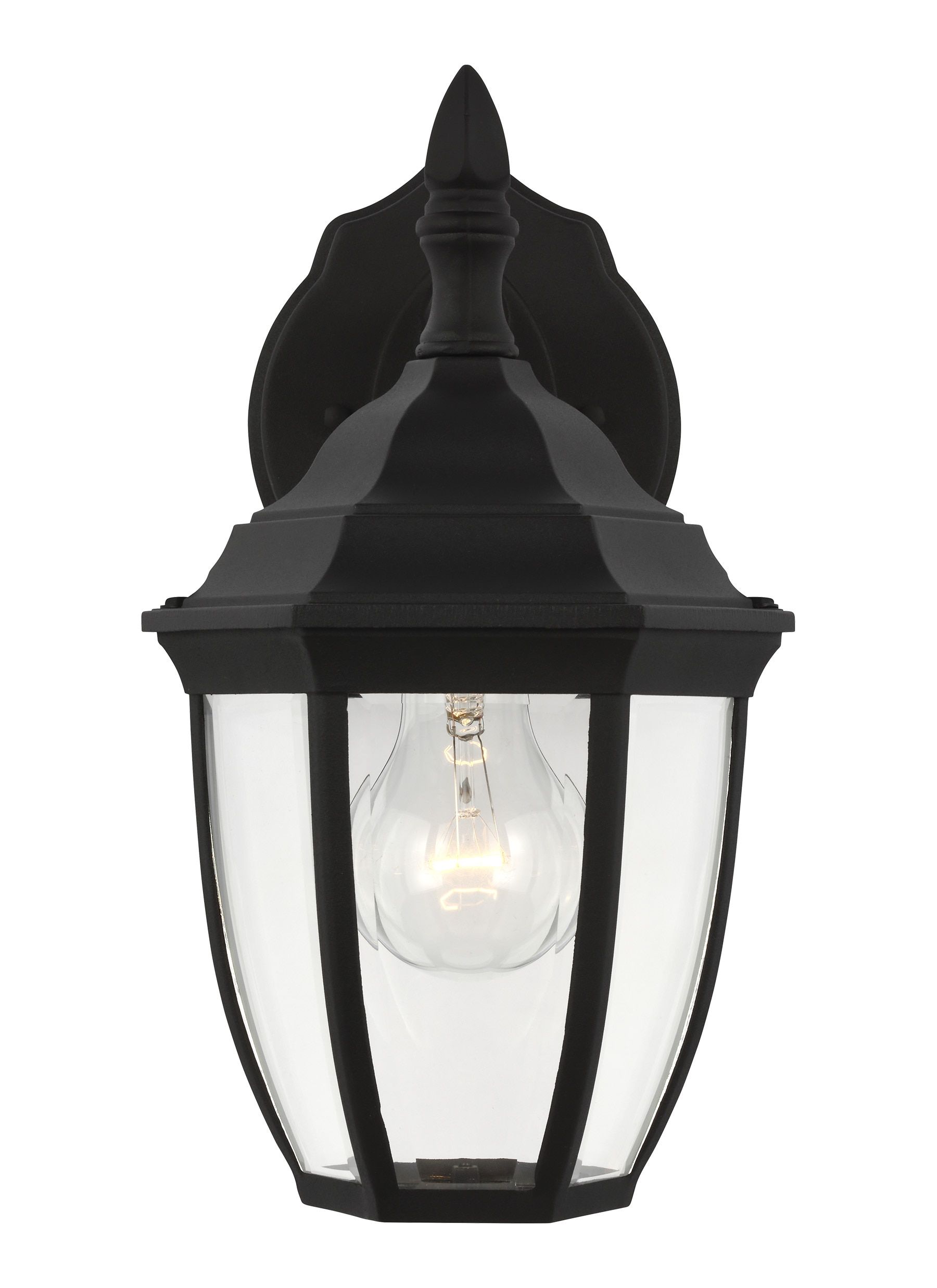 Bakersville 11'' Black Steel Outdoor Lantern Sconce with Clear Beveled Glass