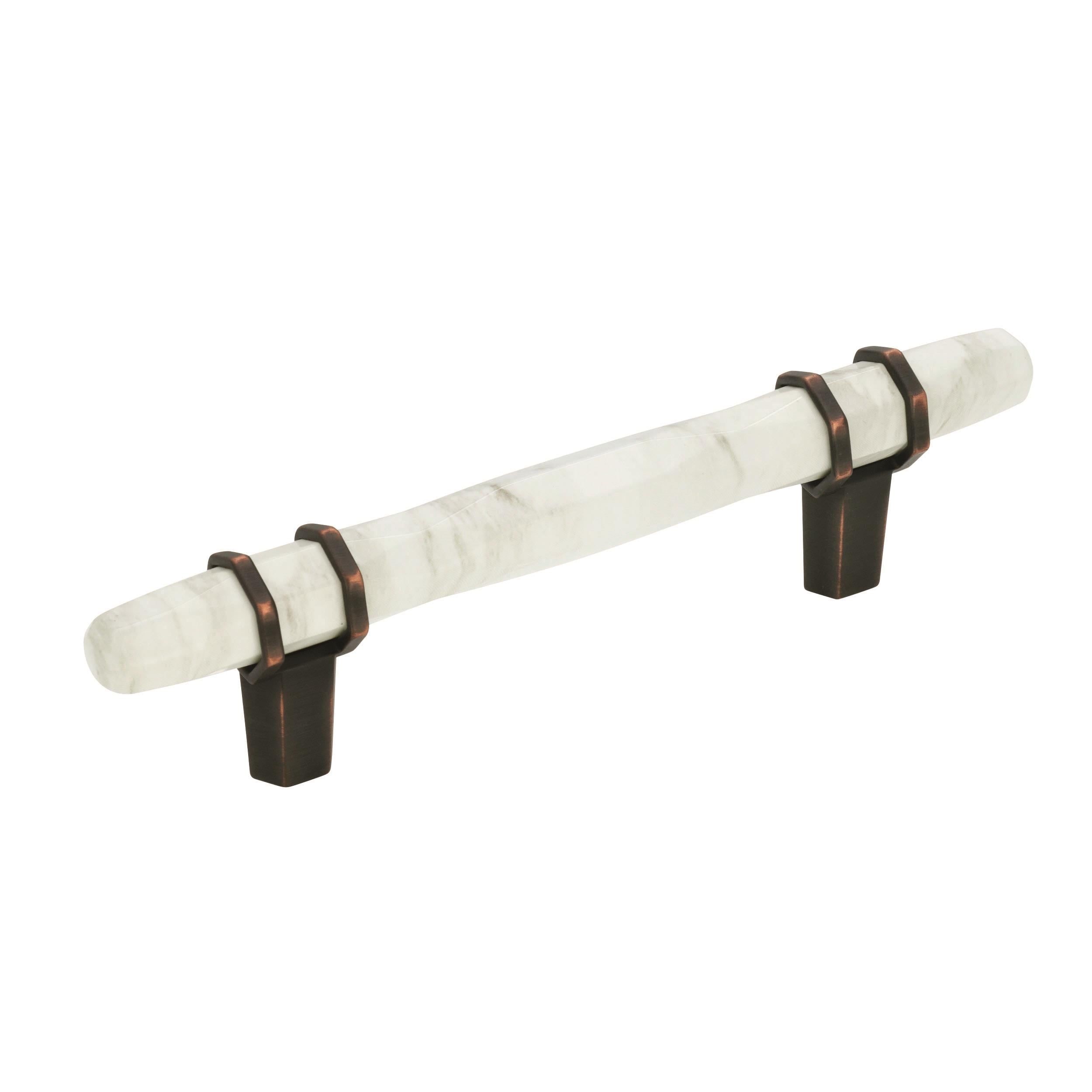 Marble White and Oil-Rubbed Bronze Cabinet Pull Bar