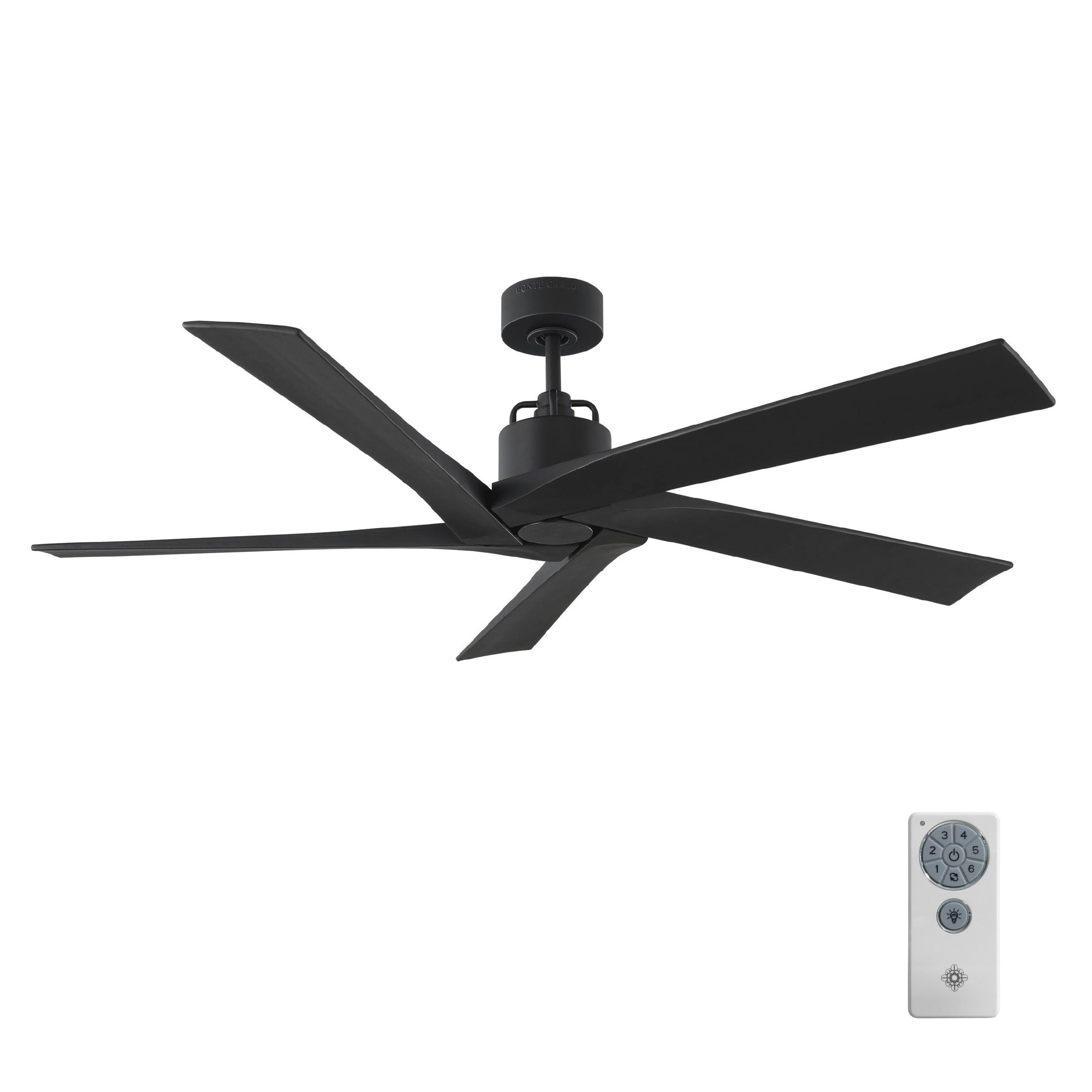 Aspen 56" Midnight Black Metal Ceiling Fan with Remote Control