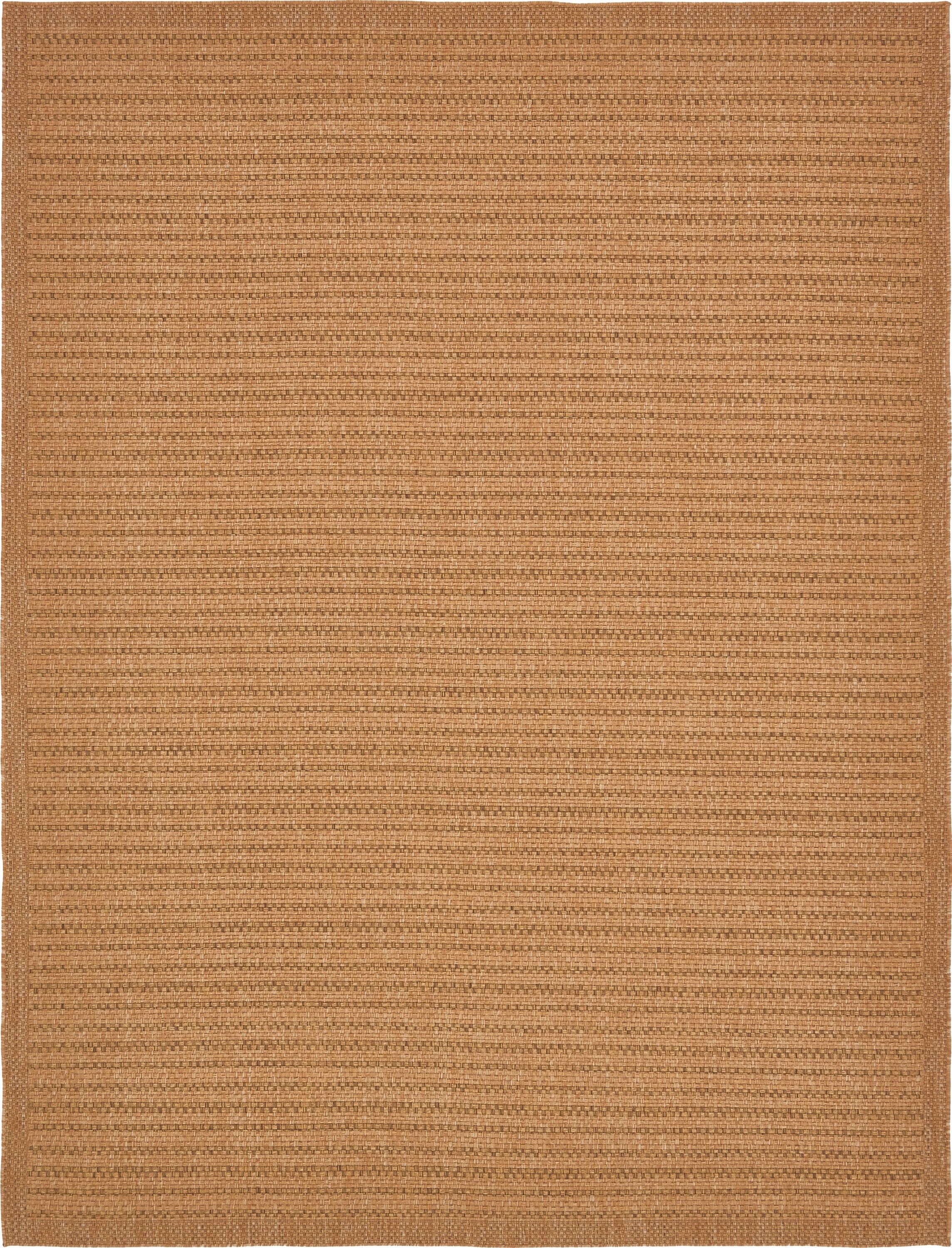 Light Brown Synthetic Flat Woven Reversible Outdoor Area Rug 9' x 12'