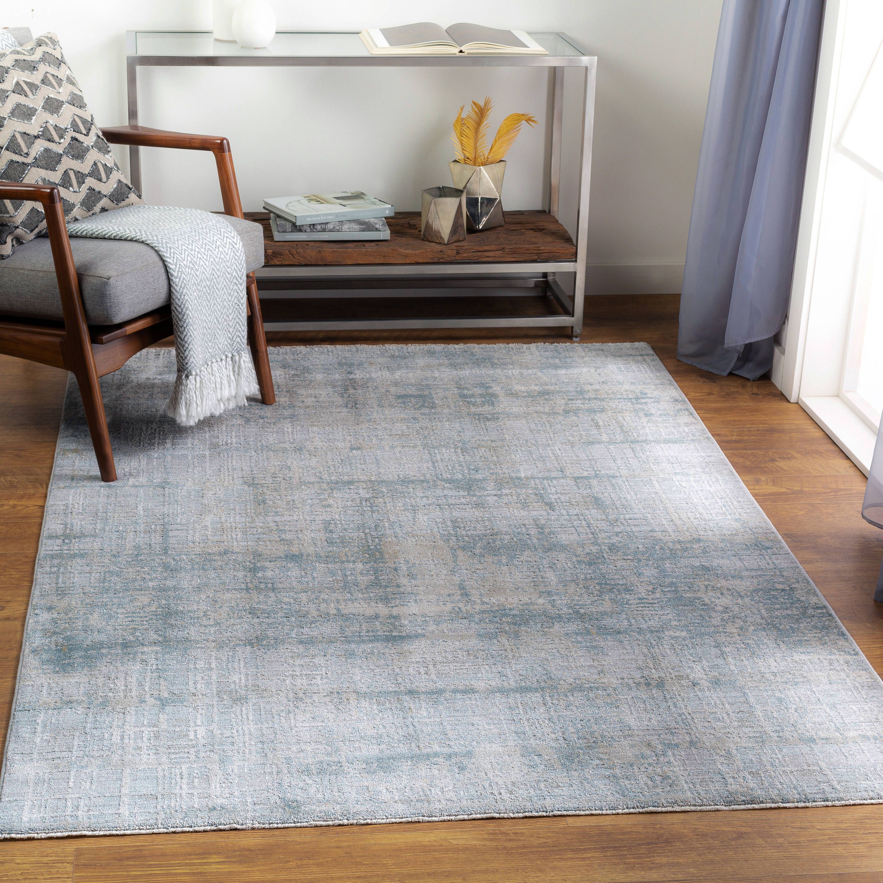 Gray Abstract Synthetic Reversible 5' x 7' Area Rug