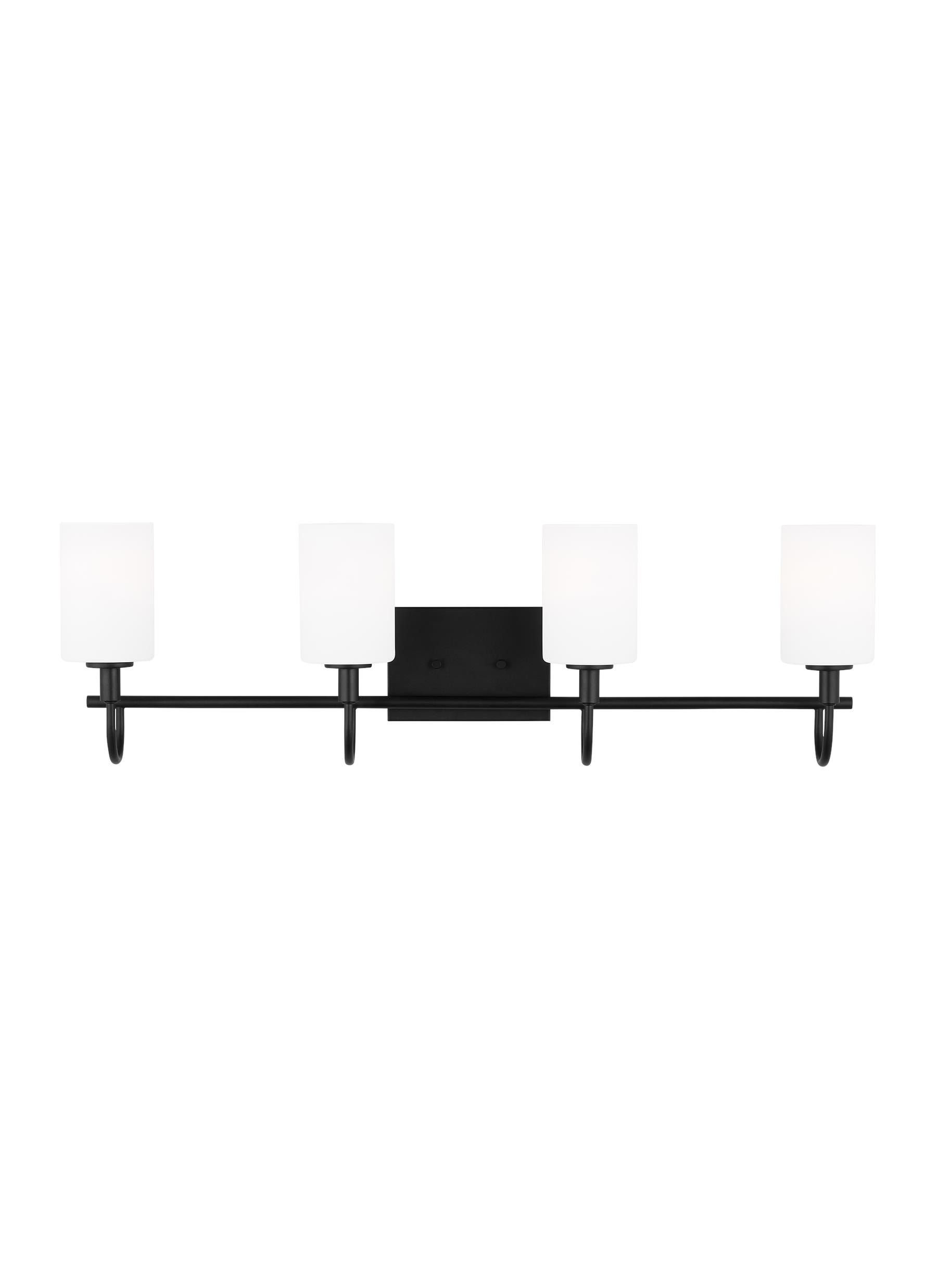 Alvin 4-Light Midnight Black Vanity with Etched White Glass