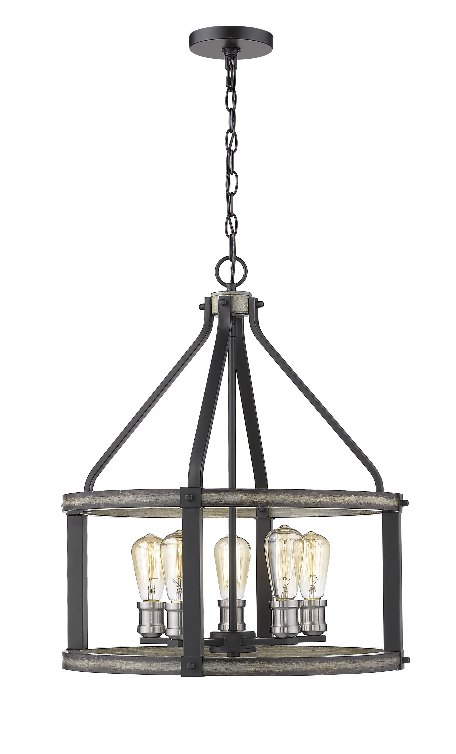 Kirkland 20" Black Steel Drum Pendant Light