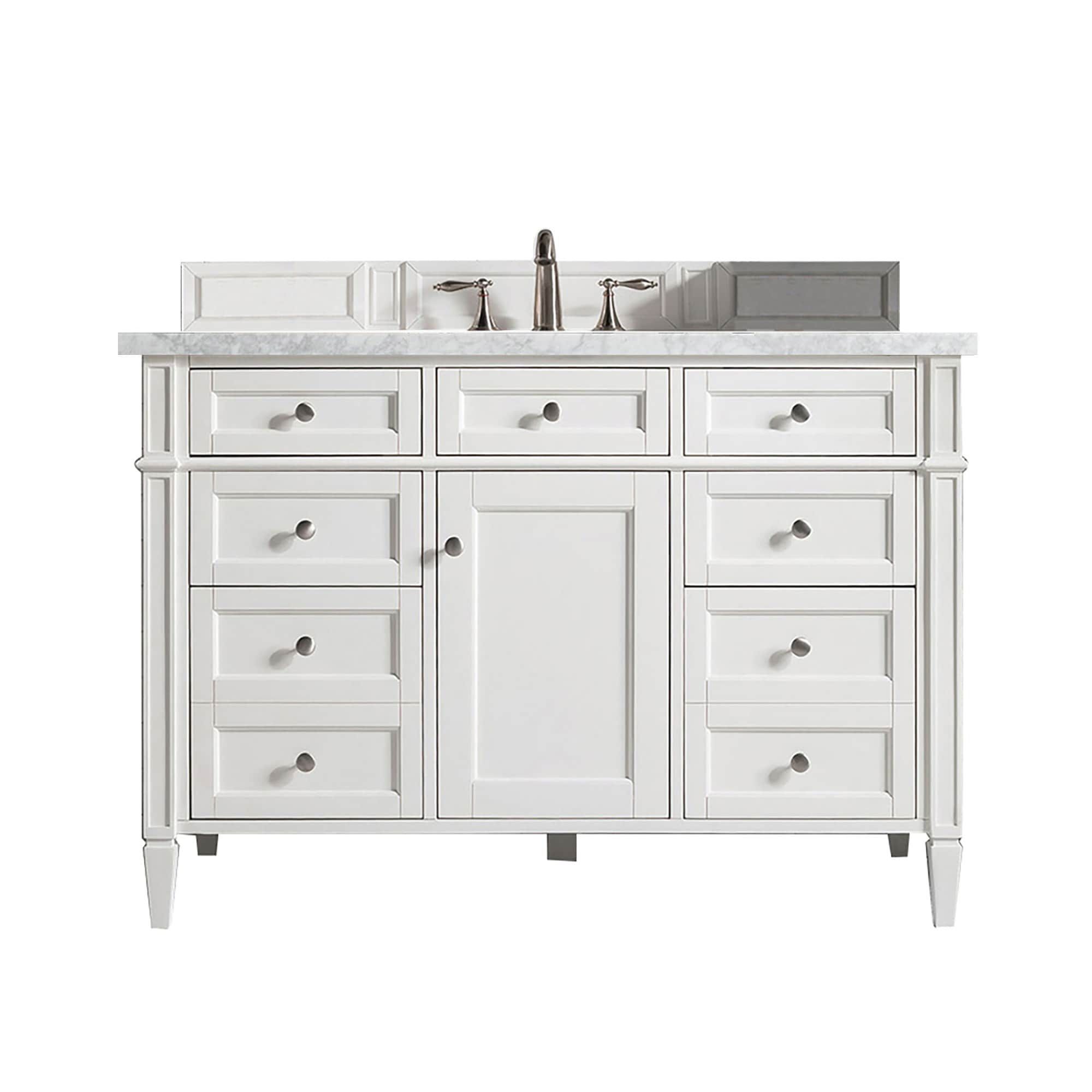 Bright White 47" Plywood Single Vanity with Satin Nickel Hardware