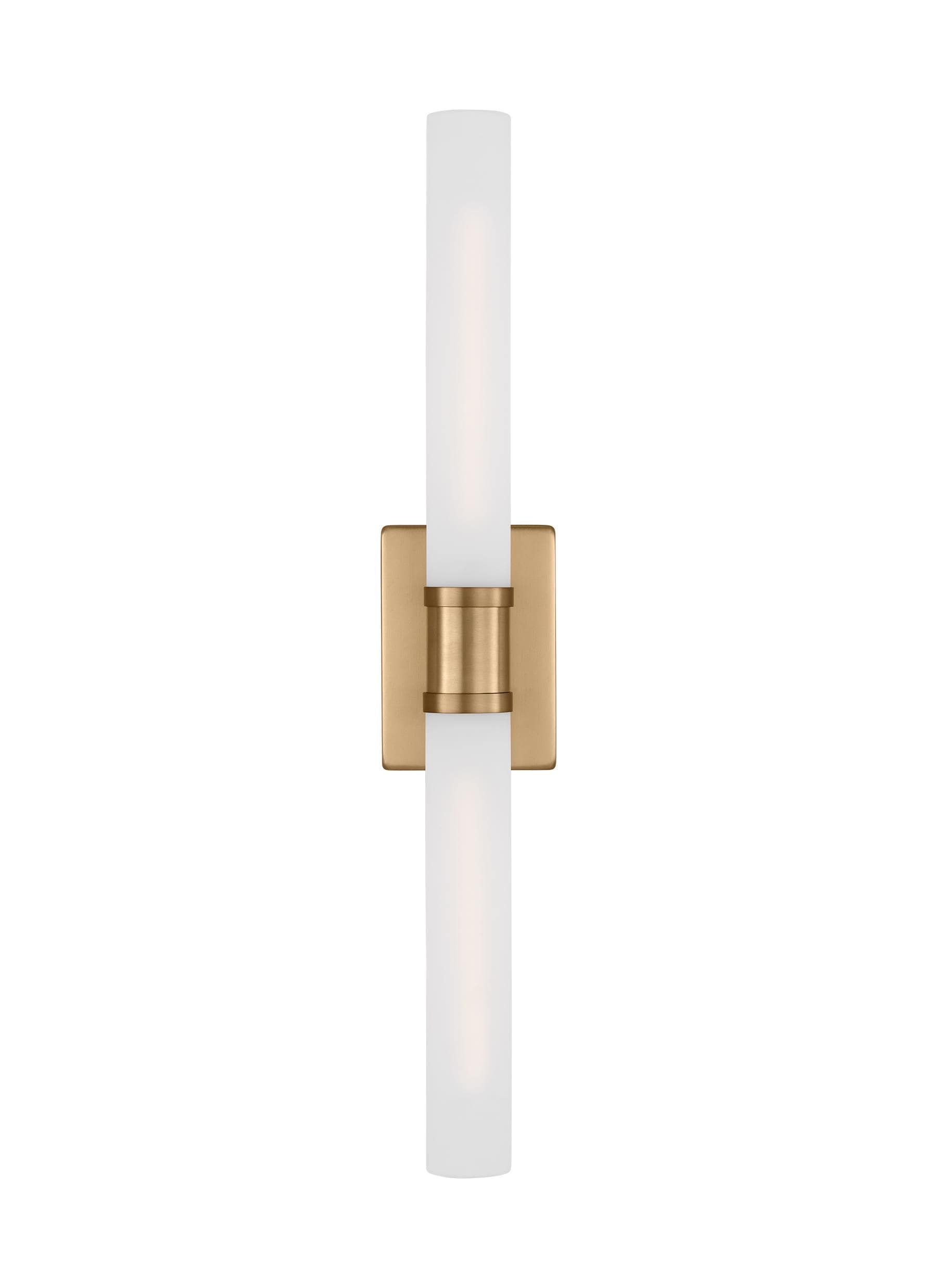 Satin Brass 2-Light Dimmable Vanity Light with Frosted Glass