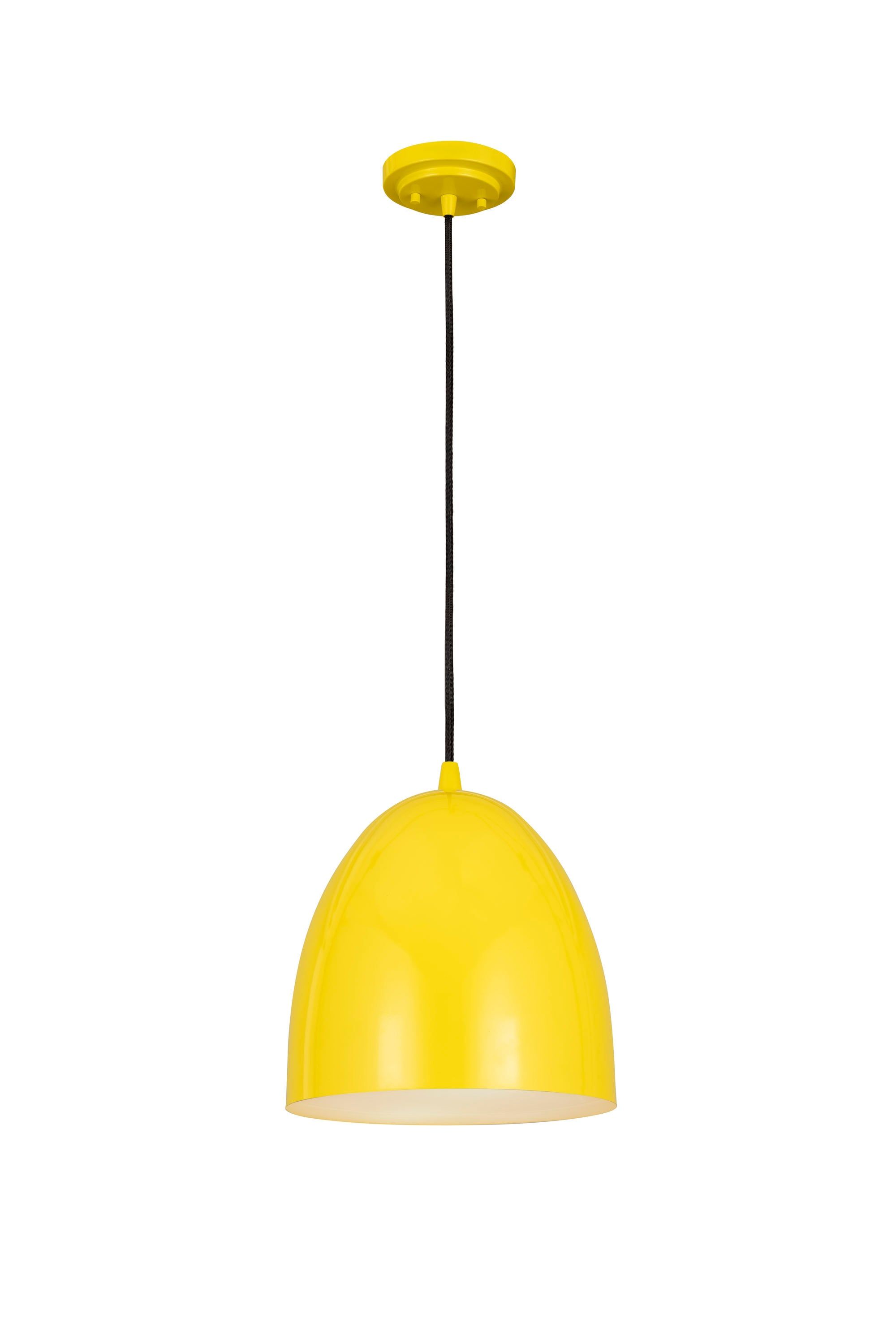 Farmhouse Chic Yellow Dome LED Pendant Light, Indoor/Outdoor