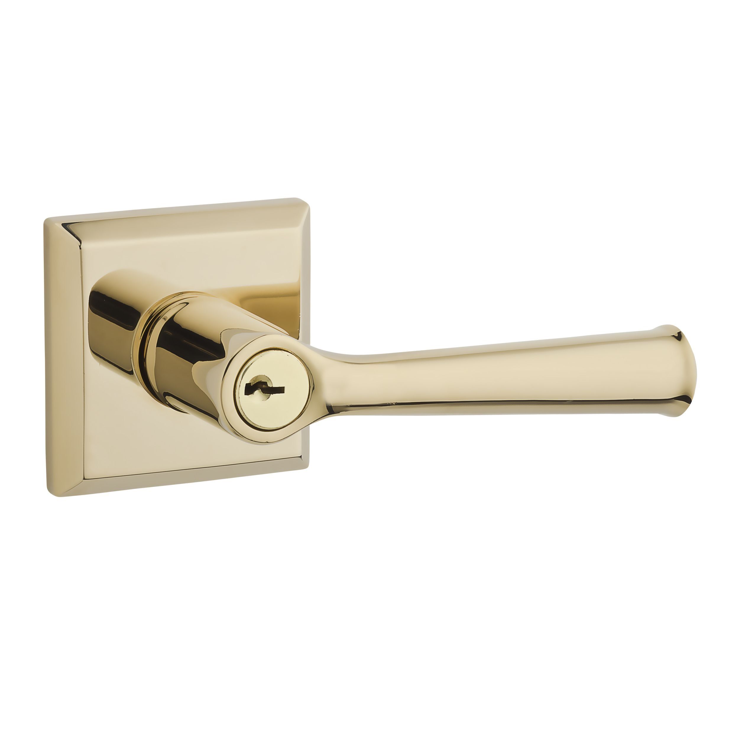 Bright Gold Keyed Entry Door Handle with Square Rose