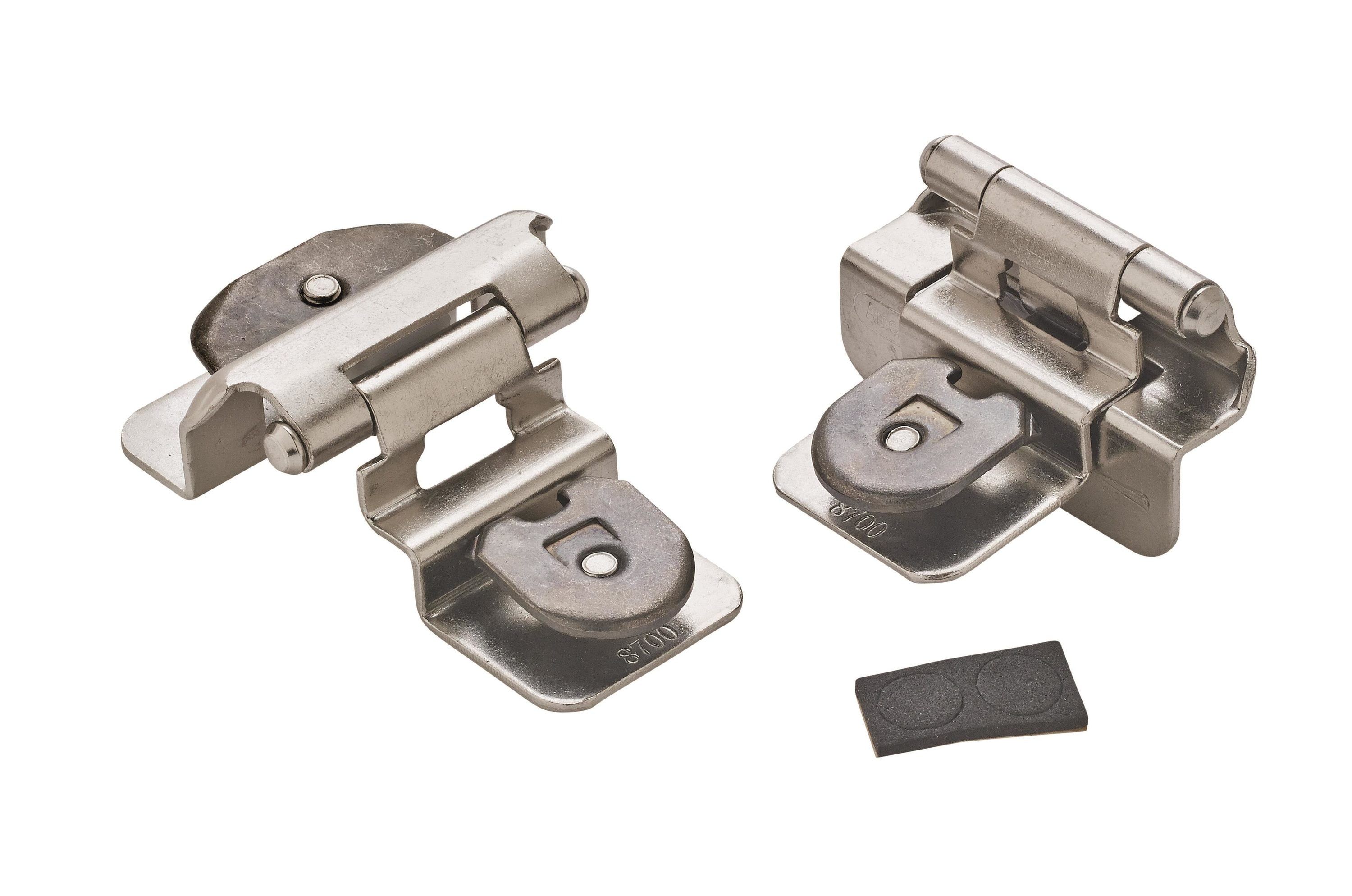 Satin Nickel 3/8 Inch Inset Double Demountable Cabinet Hinge