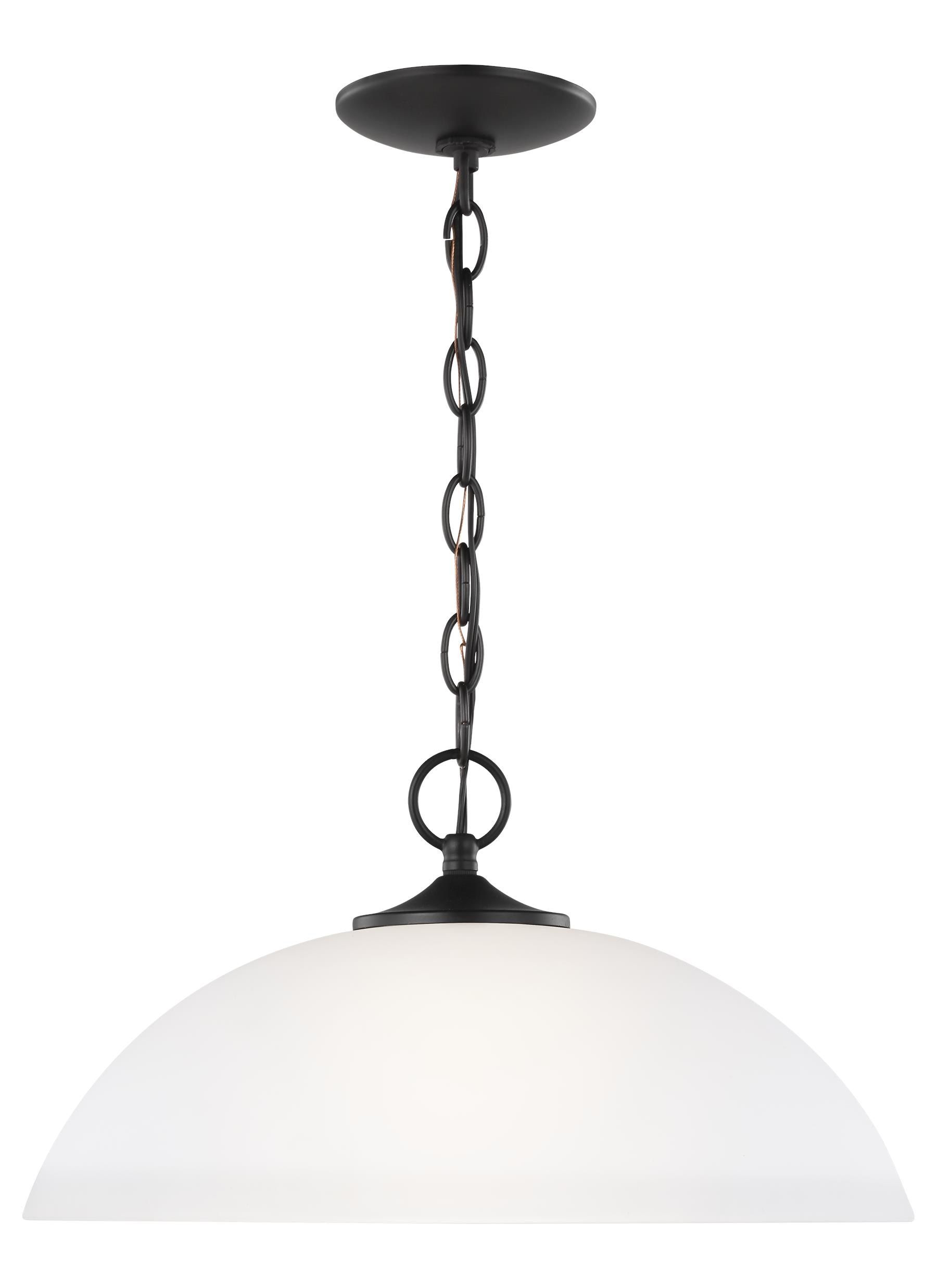 Geary Midnight Black 1-Light Indoor/Outdoor Pendant with Satin Etched Glass Bowl