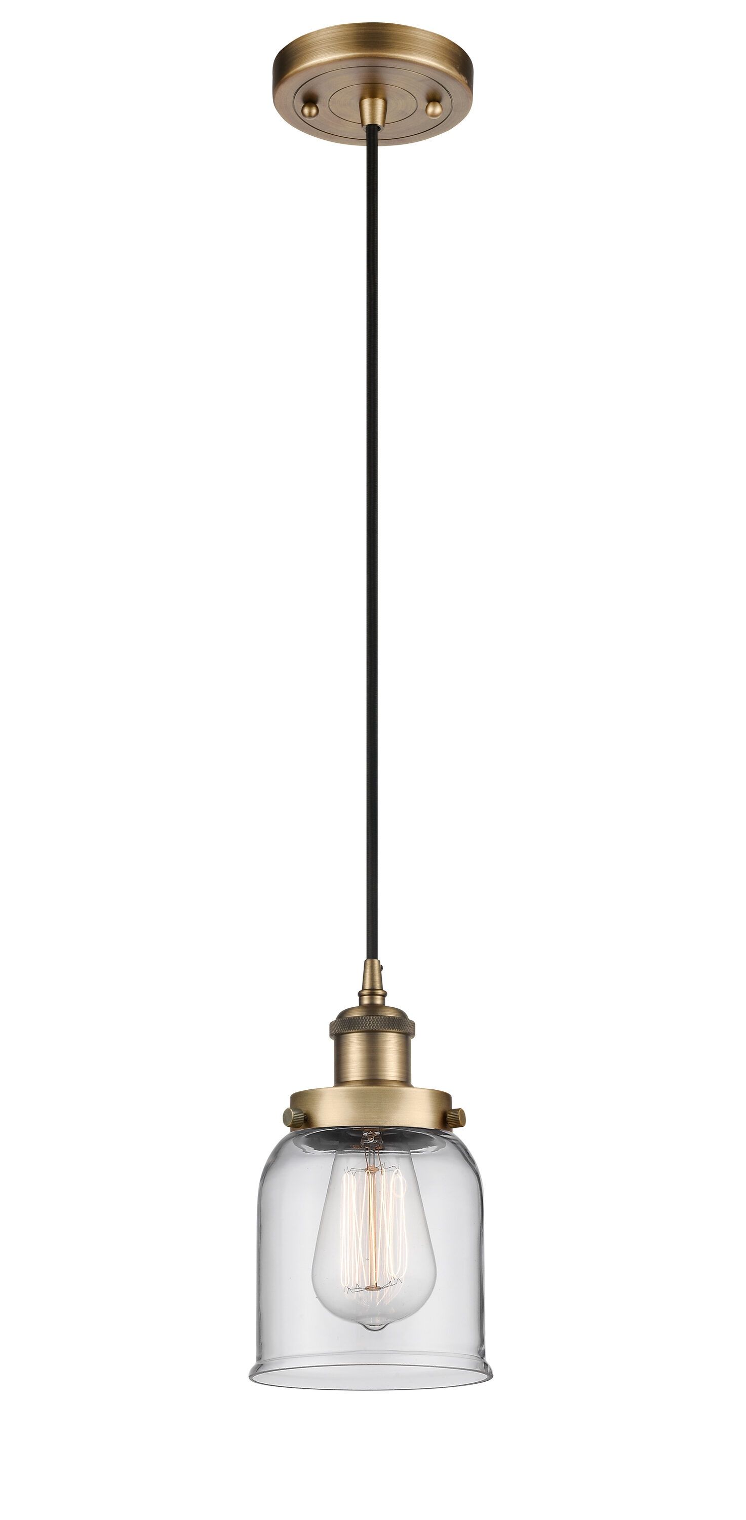 Brushed Brass Mini Pendant with Glass Shade, 10-inch