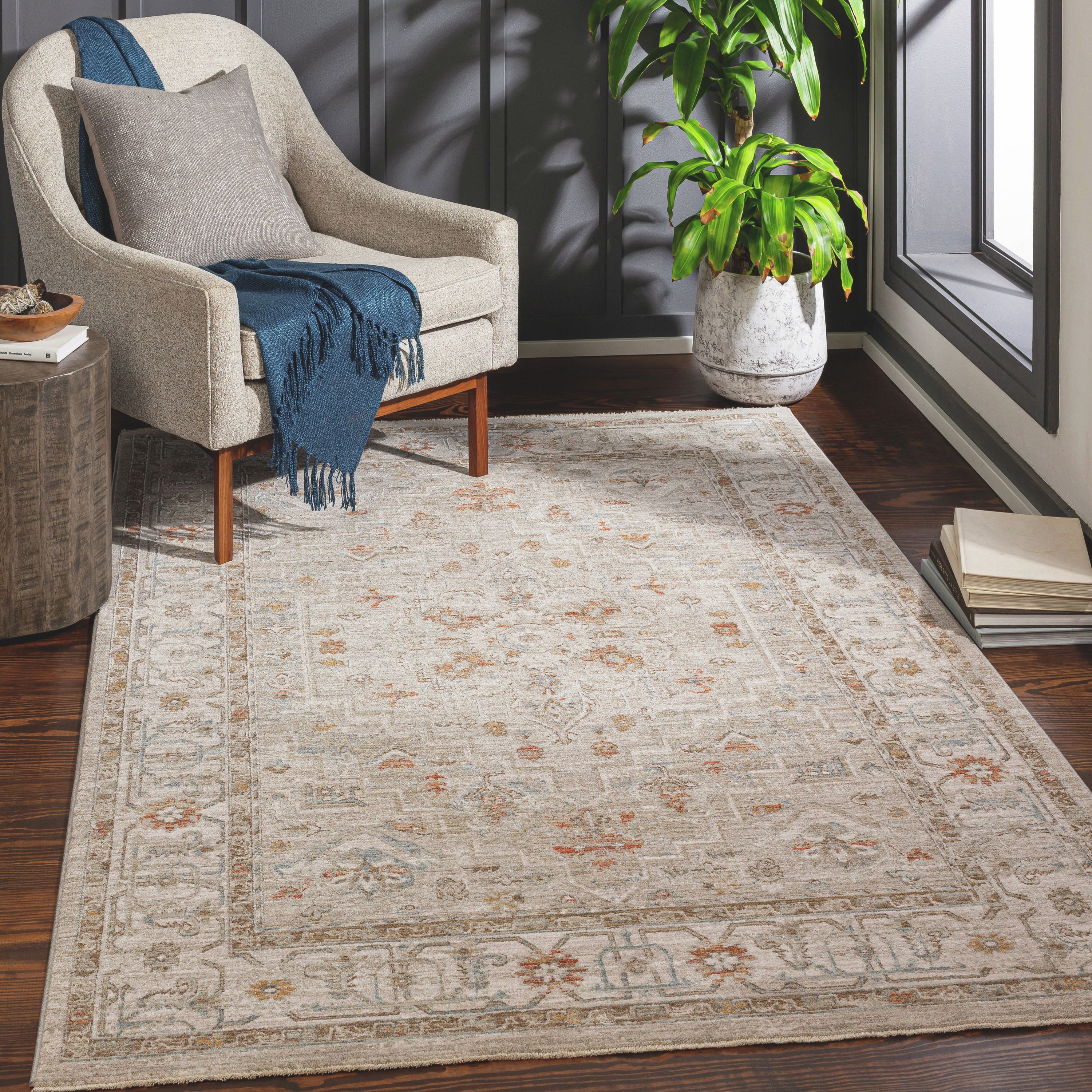 Easy-Care Reversible Rectangular Rug in Stain-Resistant Gray