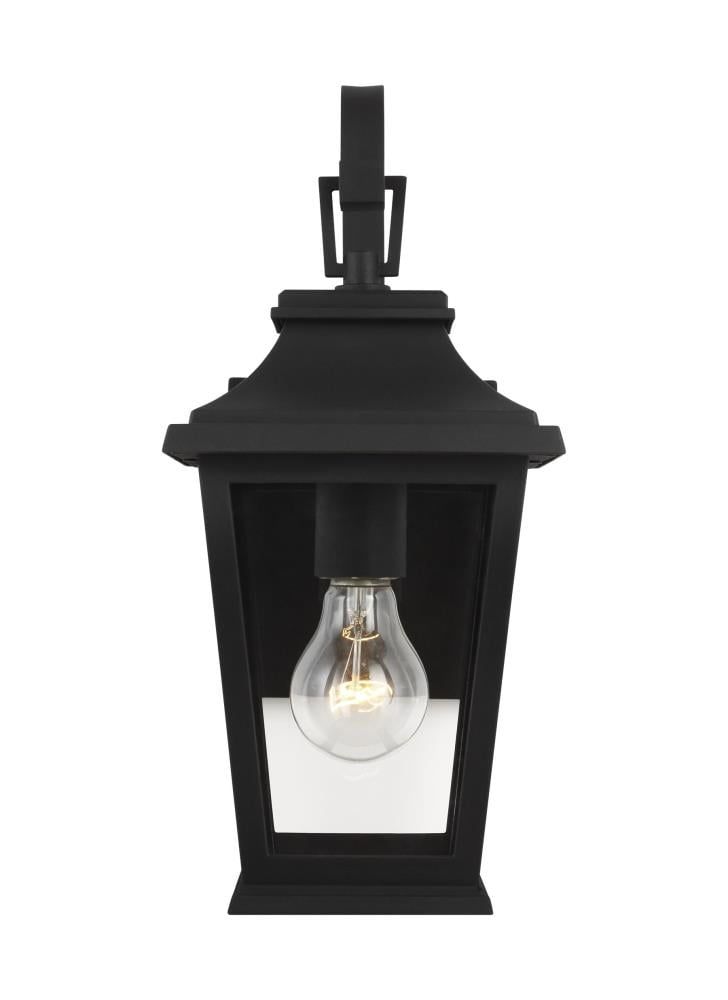 Warren Textured Black Dimmable Lantern Sconce with Clear Panels