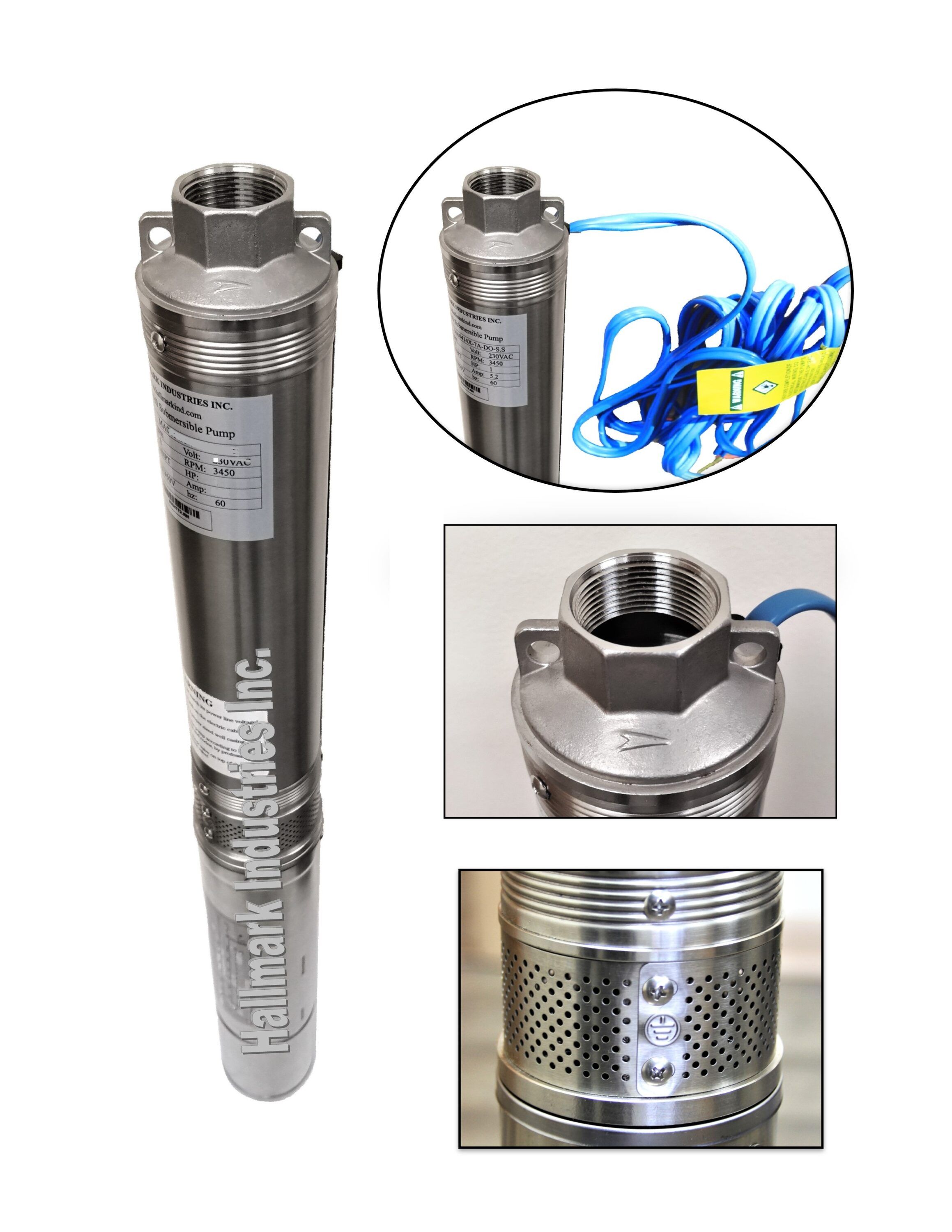 Stainless Steel 2-HP 230V Submersible Well Pump with Nylon Impeller