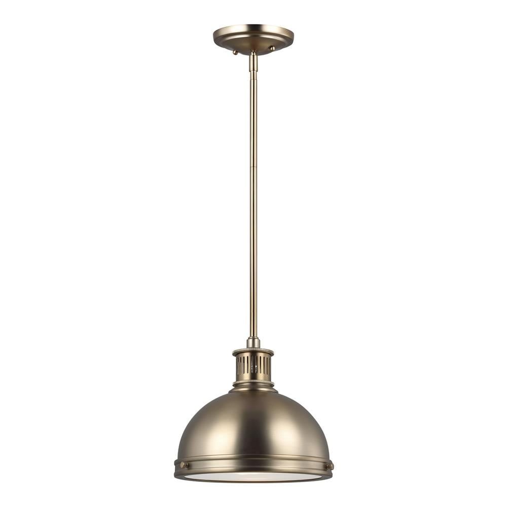 Satin Brass and Clear Glass Indoor Pendant Light