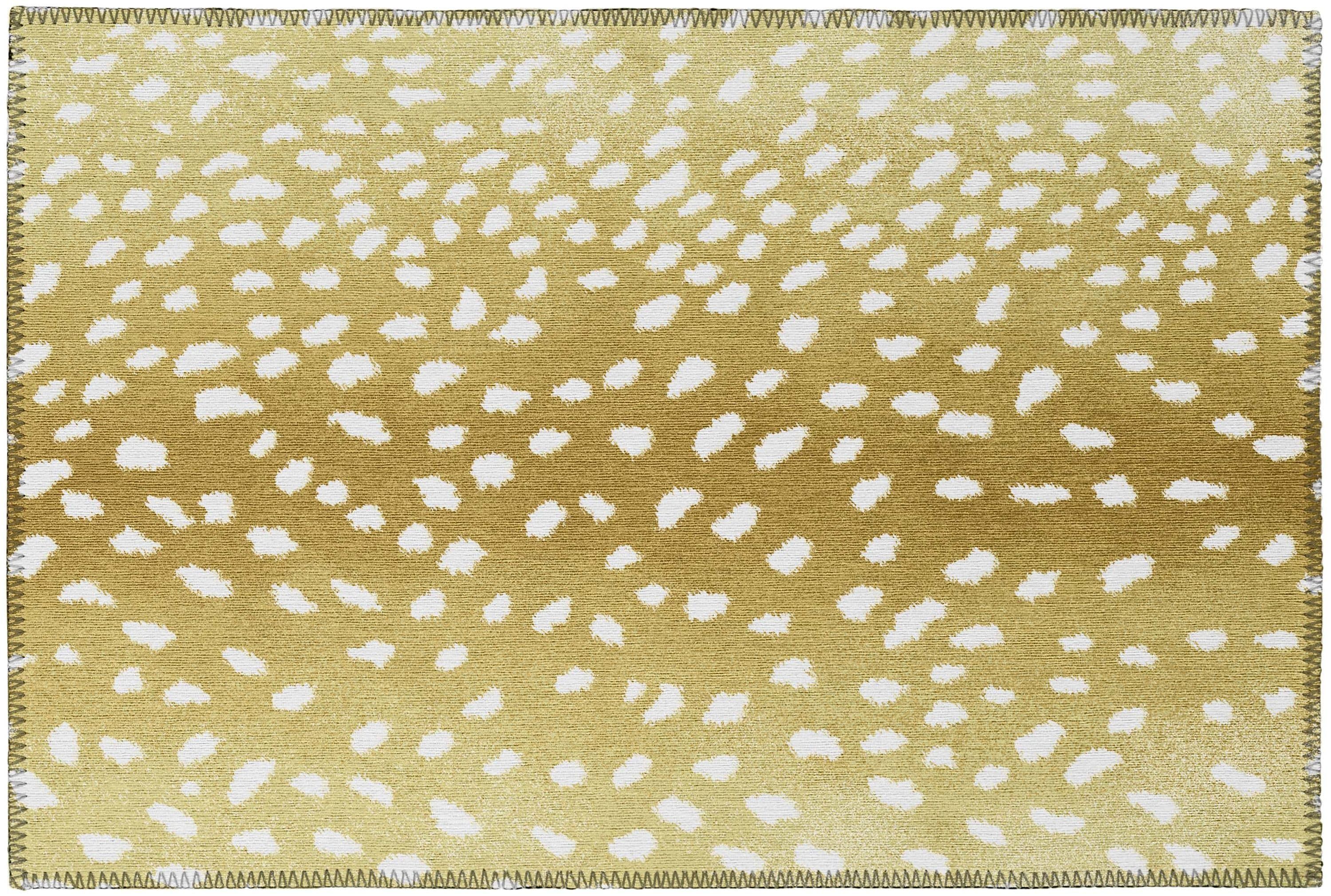 Gilded Gold 30"x20" Ultra-Soft Chenille Flat Woven Rug