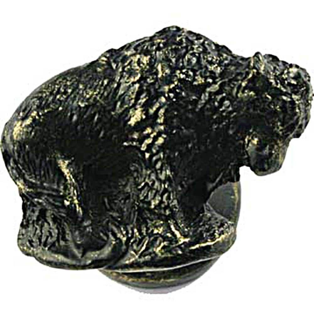 Bronzed Black Rustic Buffalo Cabinet Knob with Mounting Hardware