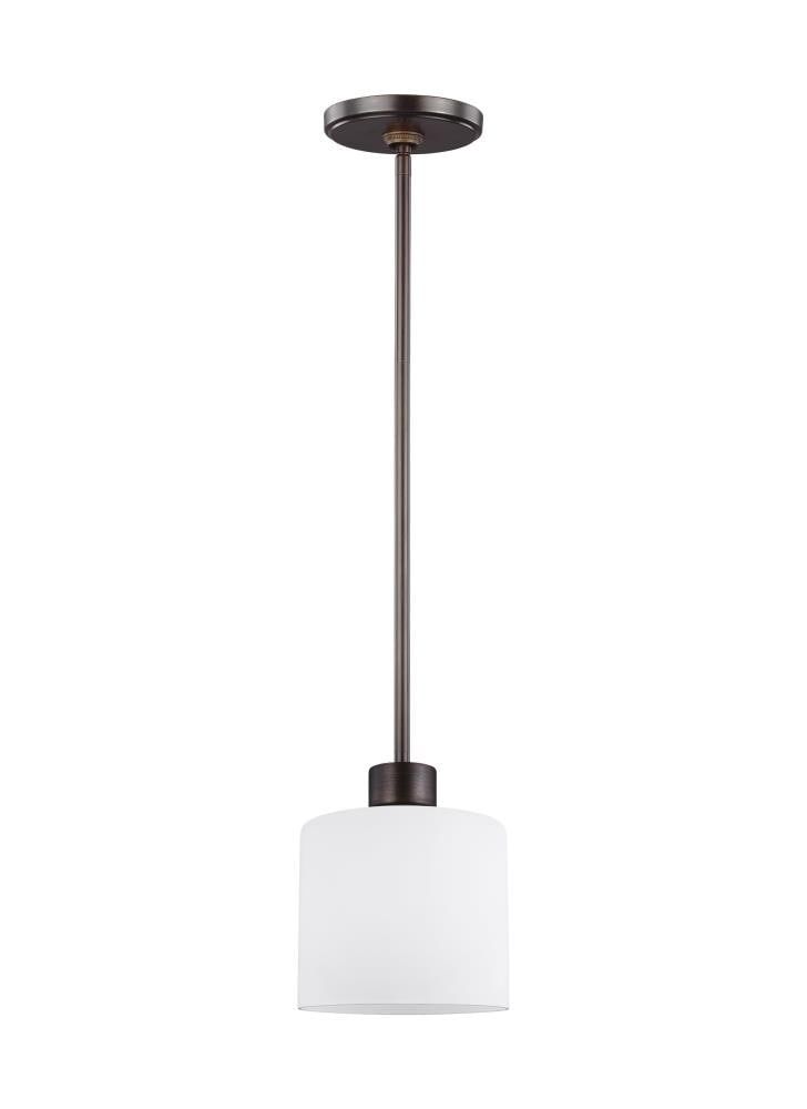 Canfield Contemporary Mini-Pendant in Bronze with Etched Glass